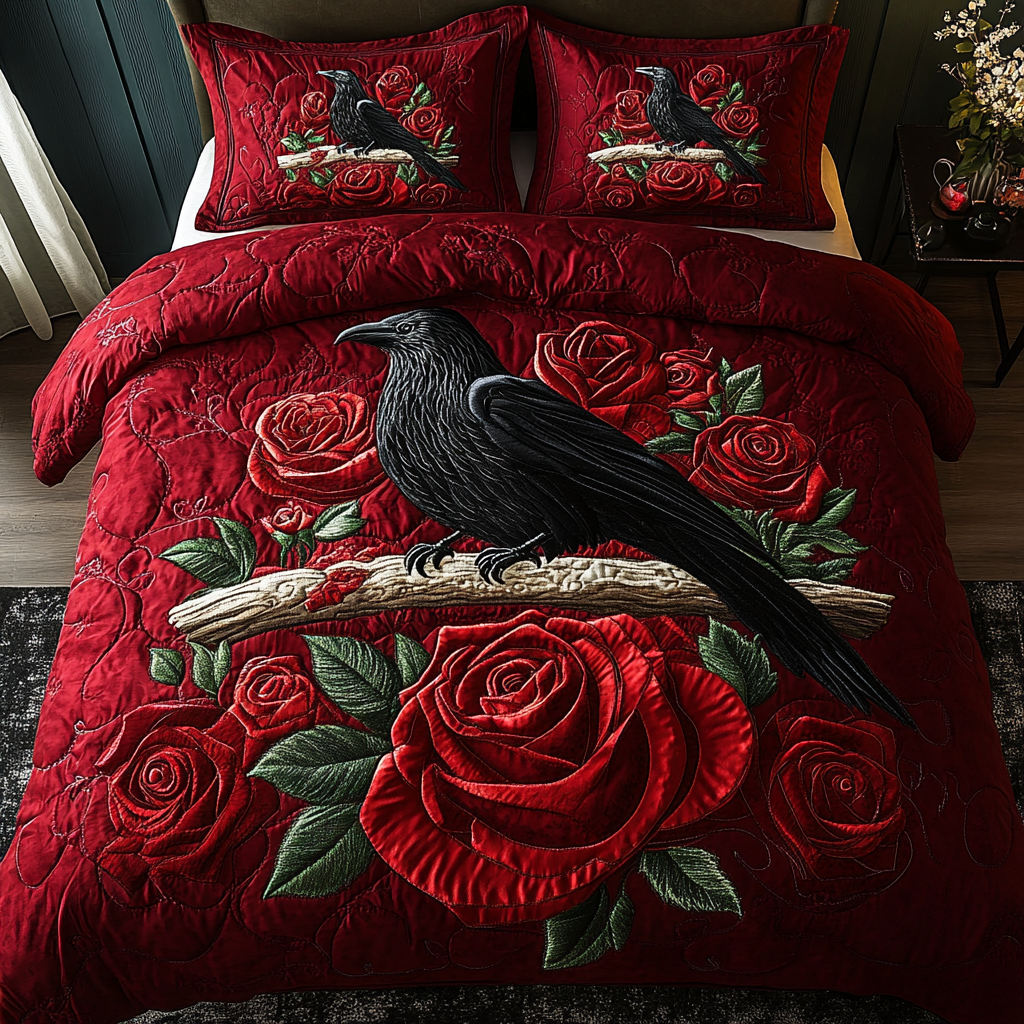 Ebon Feather Quilted Bedding Set Christmas Gifts For Men 2024 Ebon Feather Quilted Bedding Set Christmas Gifts For Men 2024