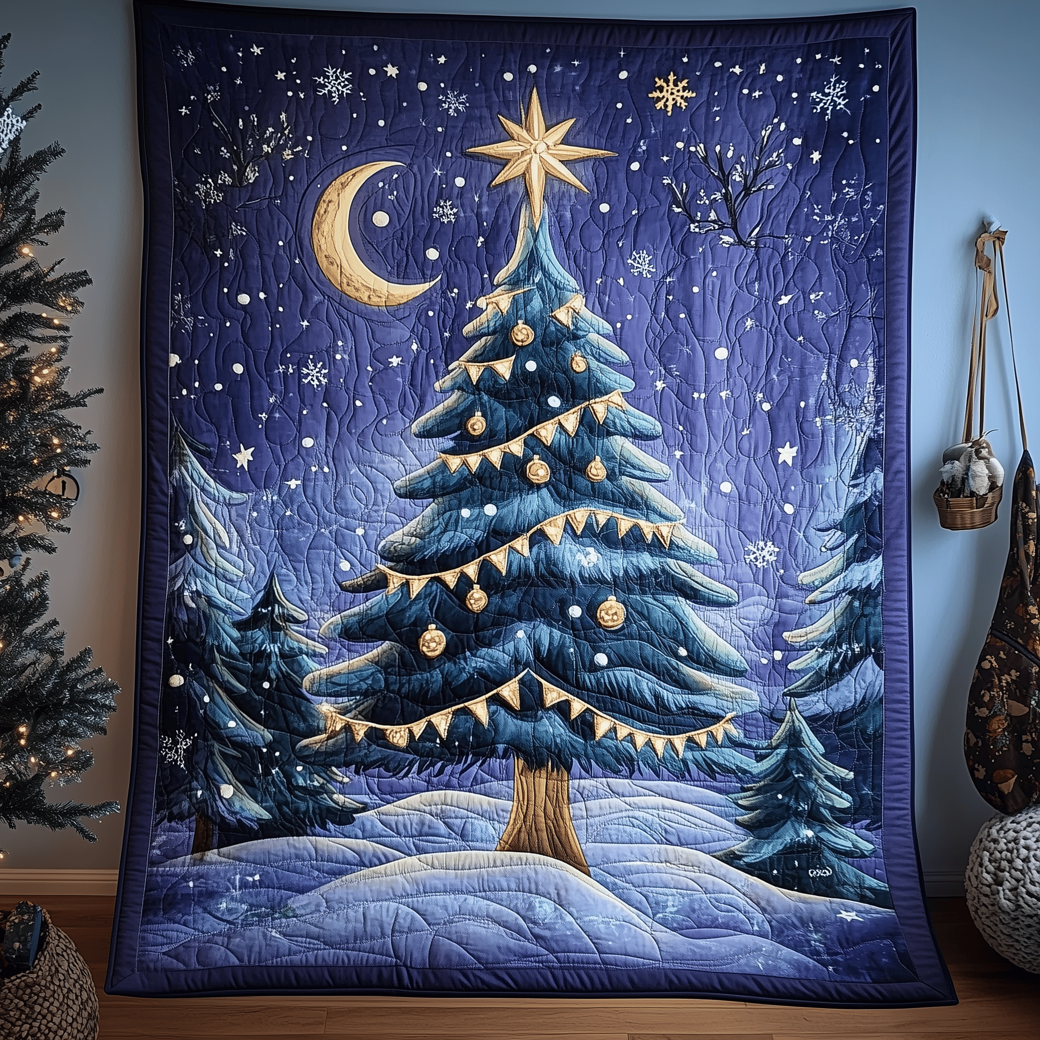 Elegant Christmas Tree Quilted Blanket Feel the Luxury of a Blanket That Stands Out Elegant Christmas Tree Quilted Blanket Feel the Luxury of a Blanket That Stands Out