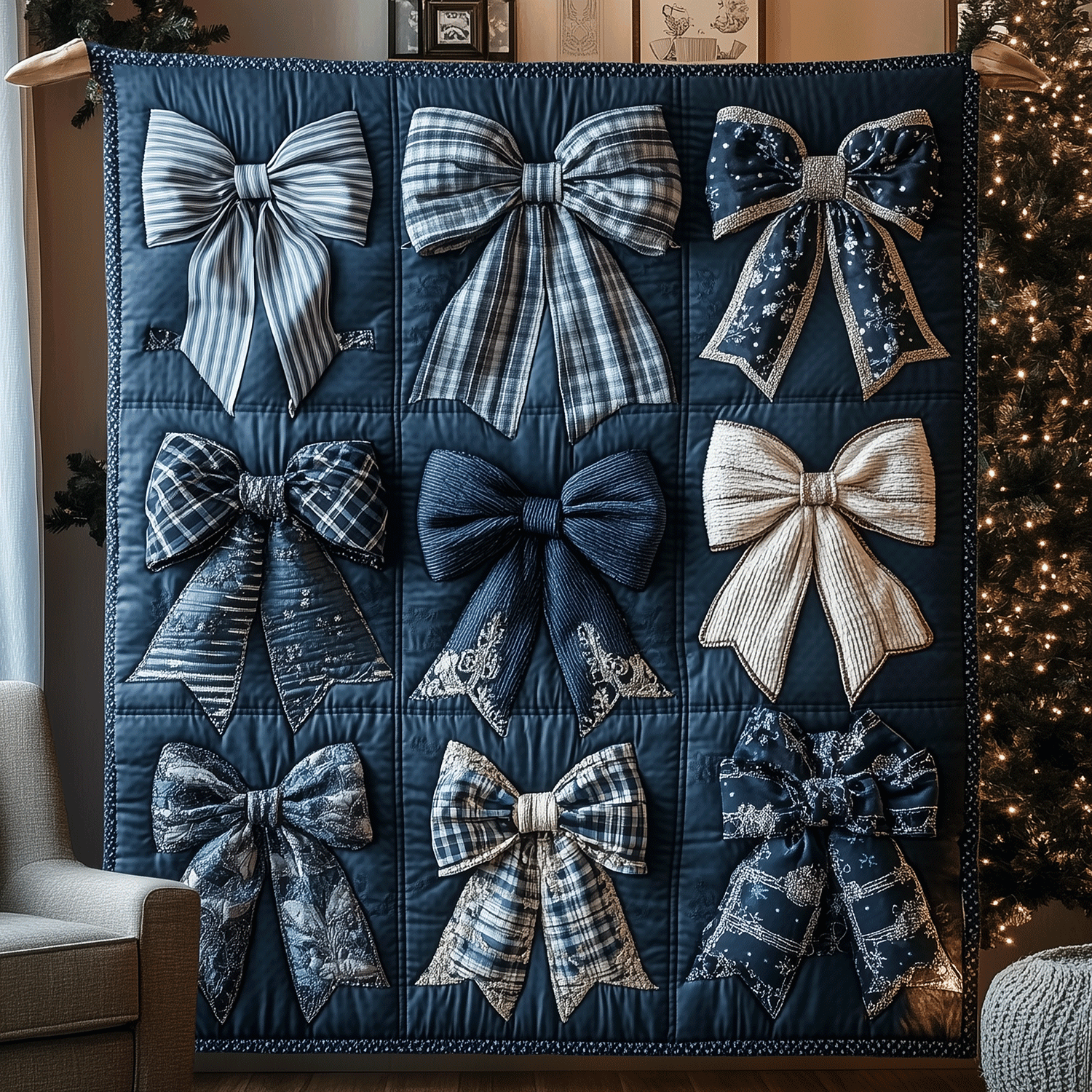 Elegant Festive Ribbon Quilted Blanket Father Son Christmas Gifts Elegant Festive Ribbon Quilted Blanket Father Son Christmas Gifts
