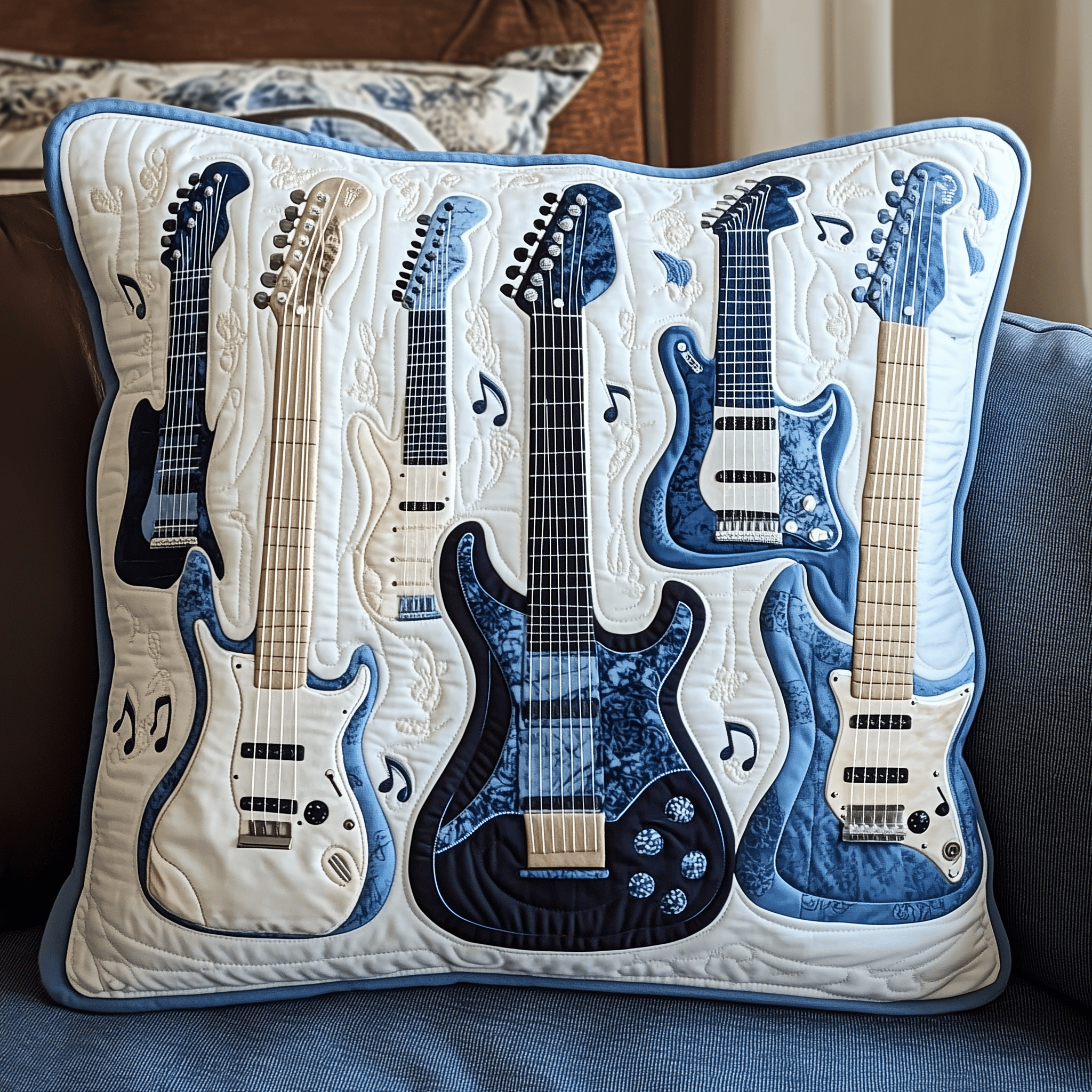 Elegant Guitar Quilted Pillow Case Feel Relaxed Recharged and Refreshed Elegant Guitar Quilted Pillow Case Feel Relaxed Recharged and Refreshed