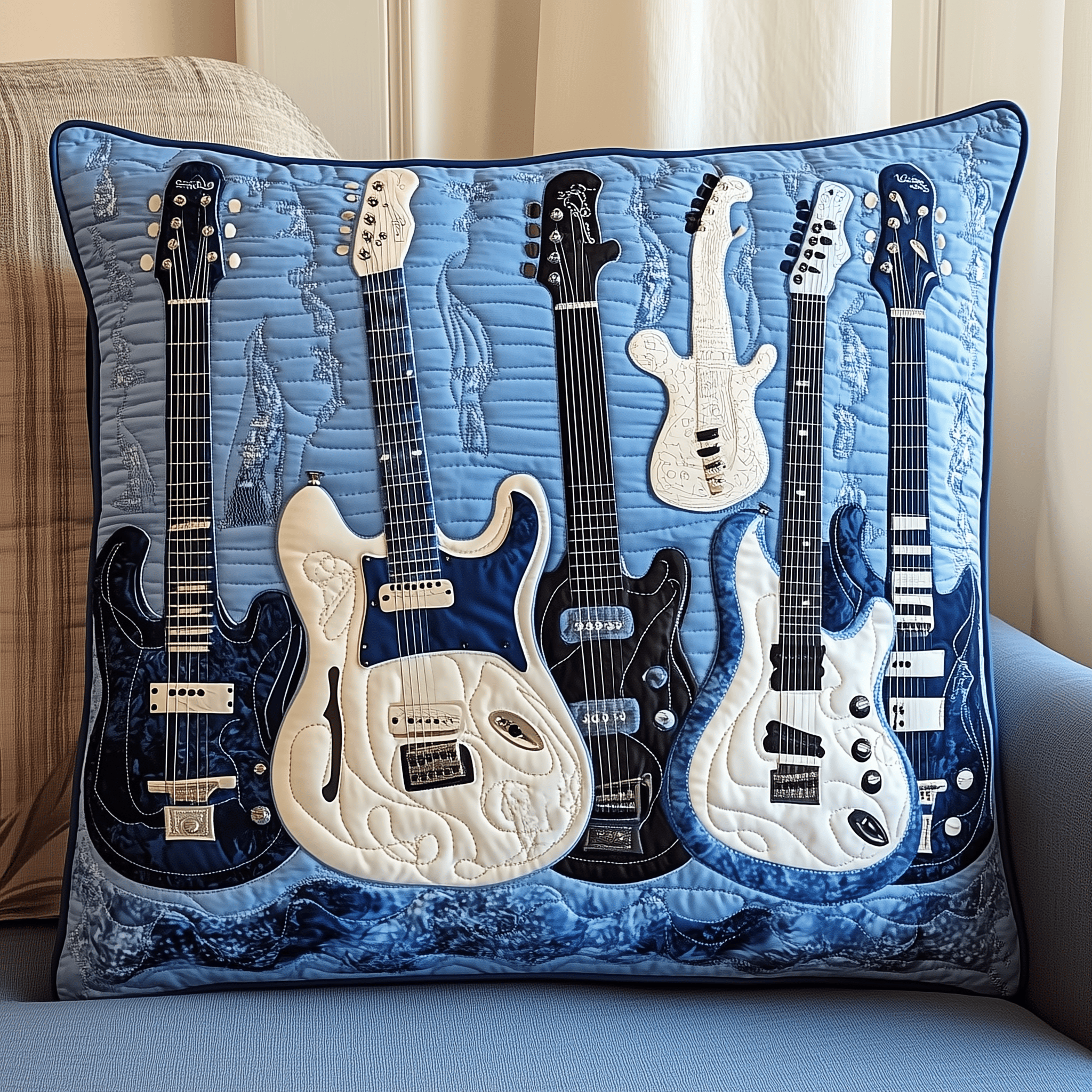 Elegant Guitar Quilted Pillow Case Feel the Perfect Balance of Function and Style Elegant Guitar Quilted Pillow Case Feel the Perfect Balance of Function and Style