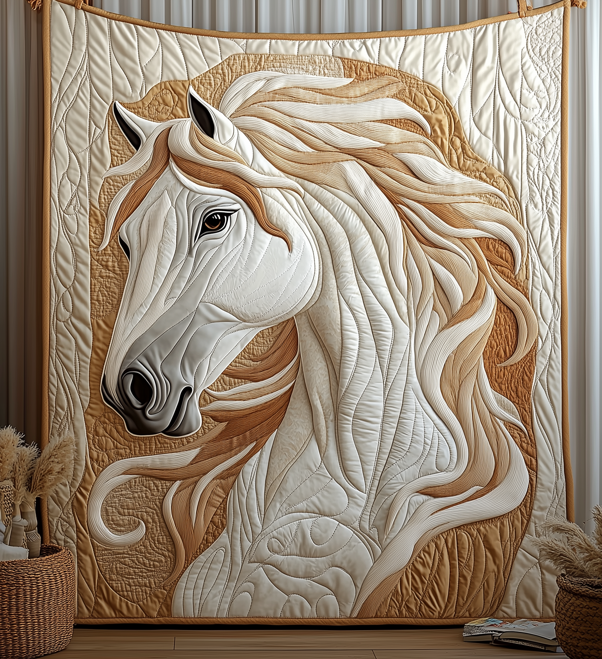Elegant Horse Quilted Blanket Cute Unique Blanket Item Merch Horse Themed Gifts For Adults Elegant Horse Quilted Blanket Cute Unique Blanket Item Merch Horse Themed Gifts For Adults