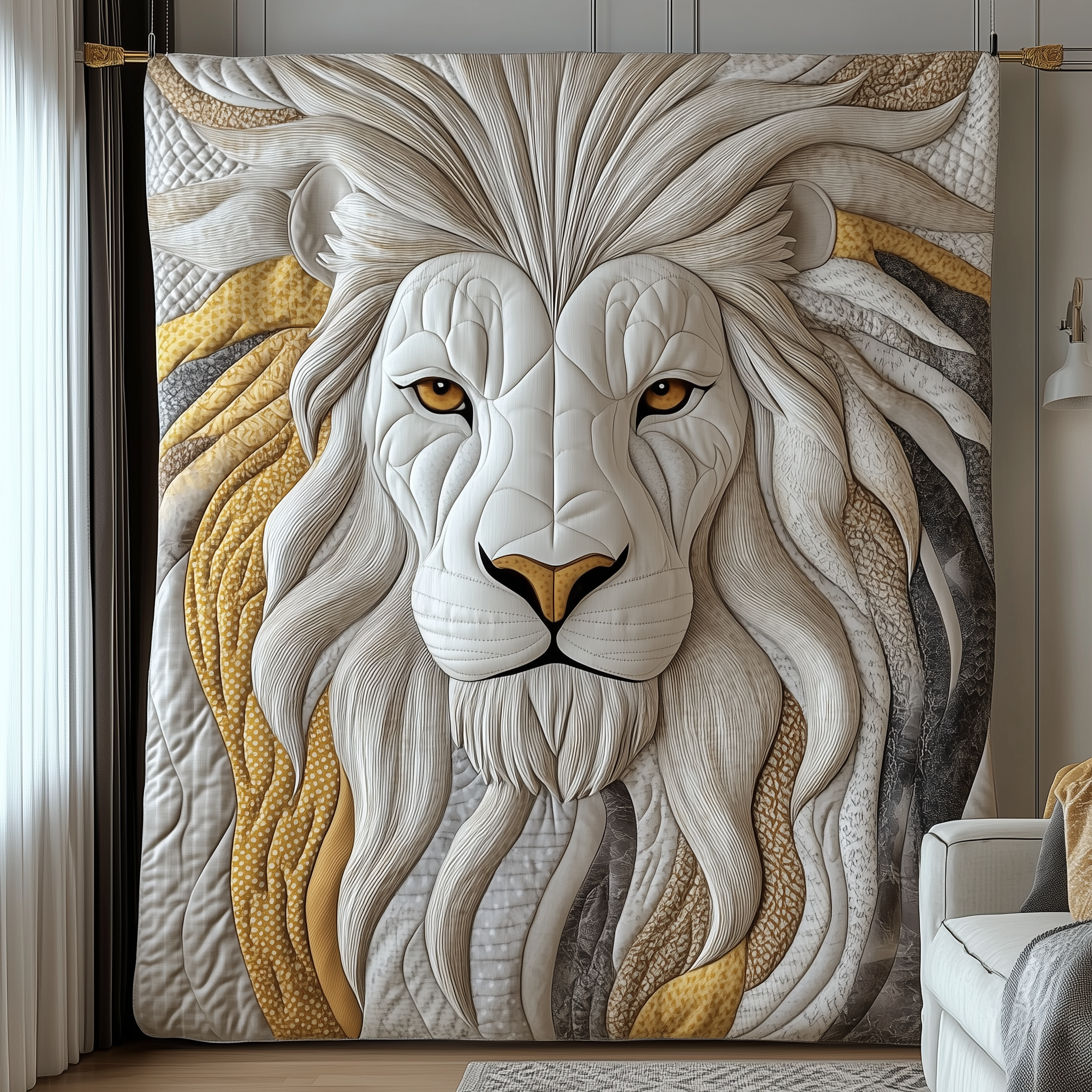 Elegant Mane Lion Quilted Blanket Best Throw Blanket Lion Themed Gifts Elegant Mane Lion Quilted Blanket Best Throw Blanket Lion Themed Gifts
