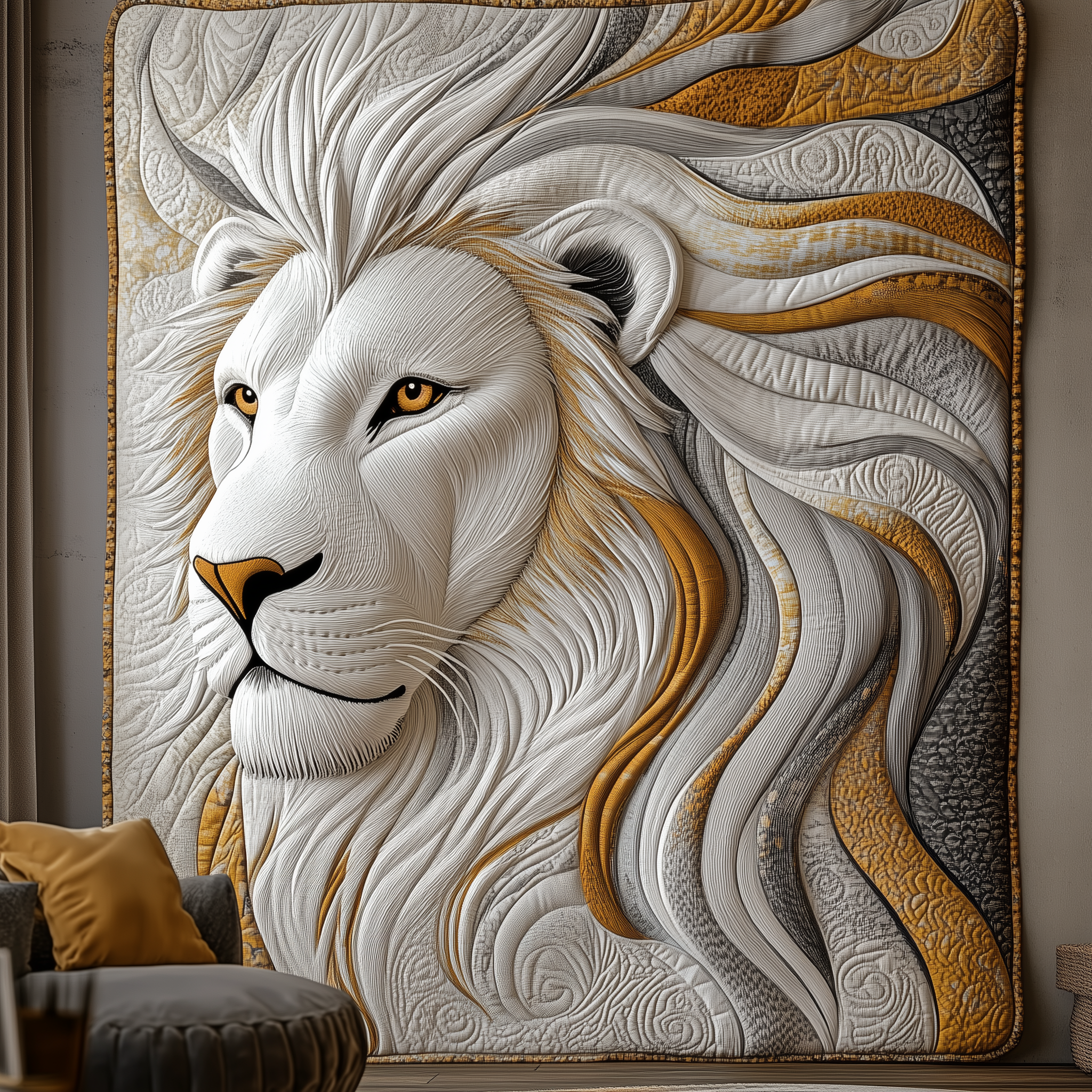 Elegant Mane Lion Quilted Blanket Best Throw Blanket Unique Lion Gifts Elegant Mane Lion Quilted Blanket Best Throw Blanket Unique Lion Gifts