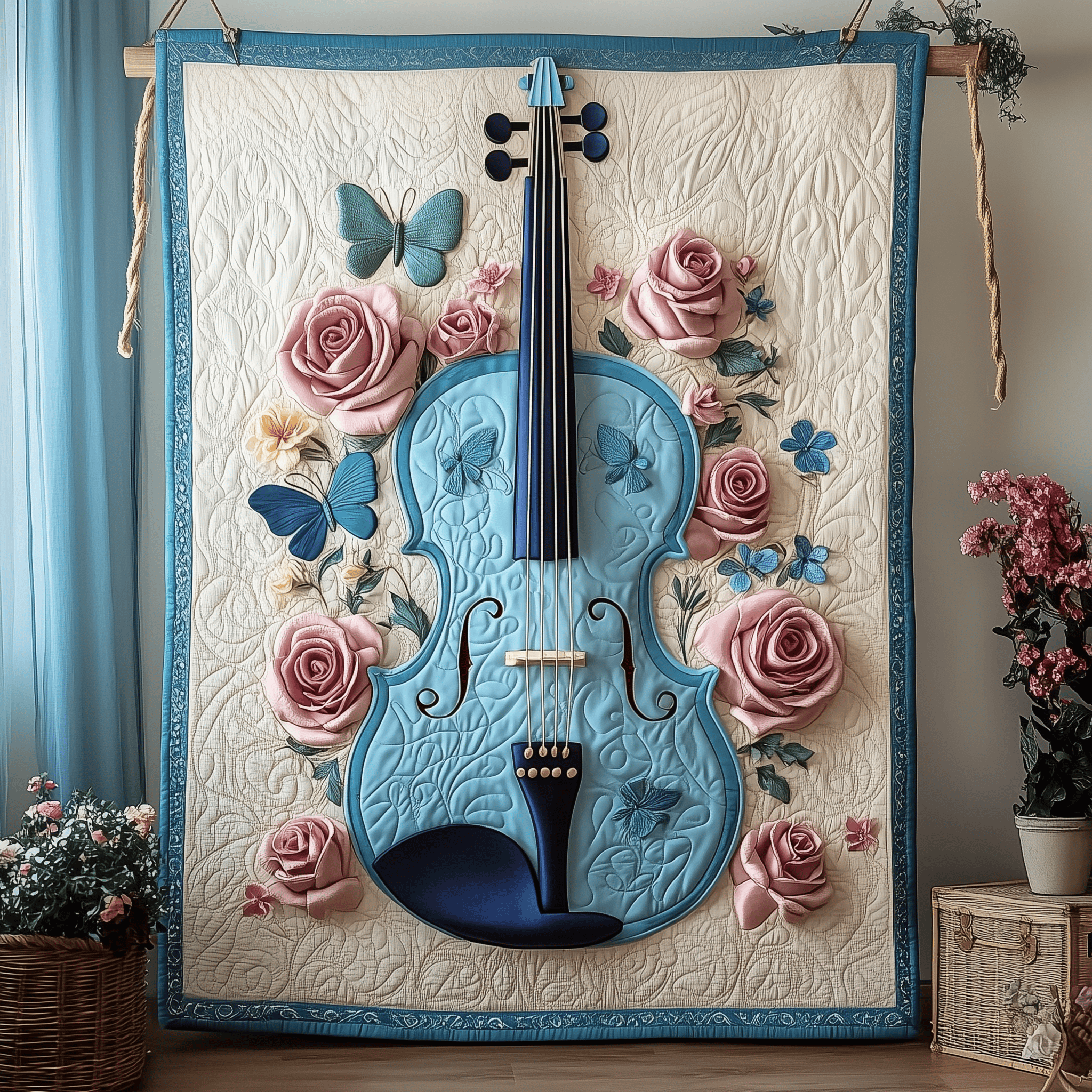 Elegant Violin Quilted Blanket A Blanket for Every Season and Every Mood Elegant Violin Quilted Blanket A Blanket for Every Season and Every Mood
