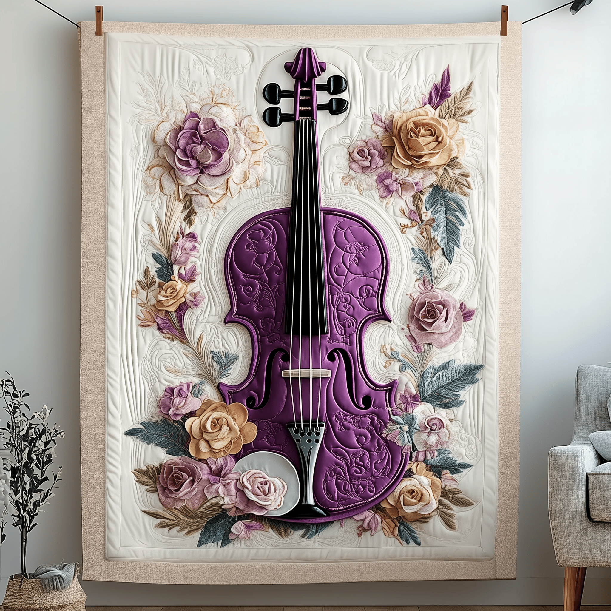Elegant Violin Quilted Blanket Feel Comfortable Indoors and Out with Our Multi-Use Blanket Elegant Violin Quilted Blanket Feel Comfortable Indoors and Out with Our Multi-Use Blanket