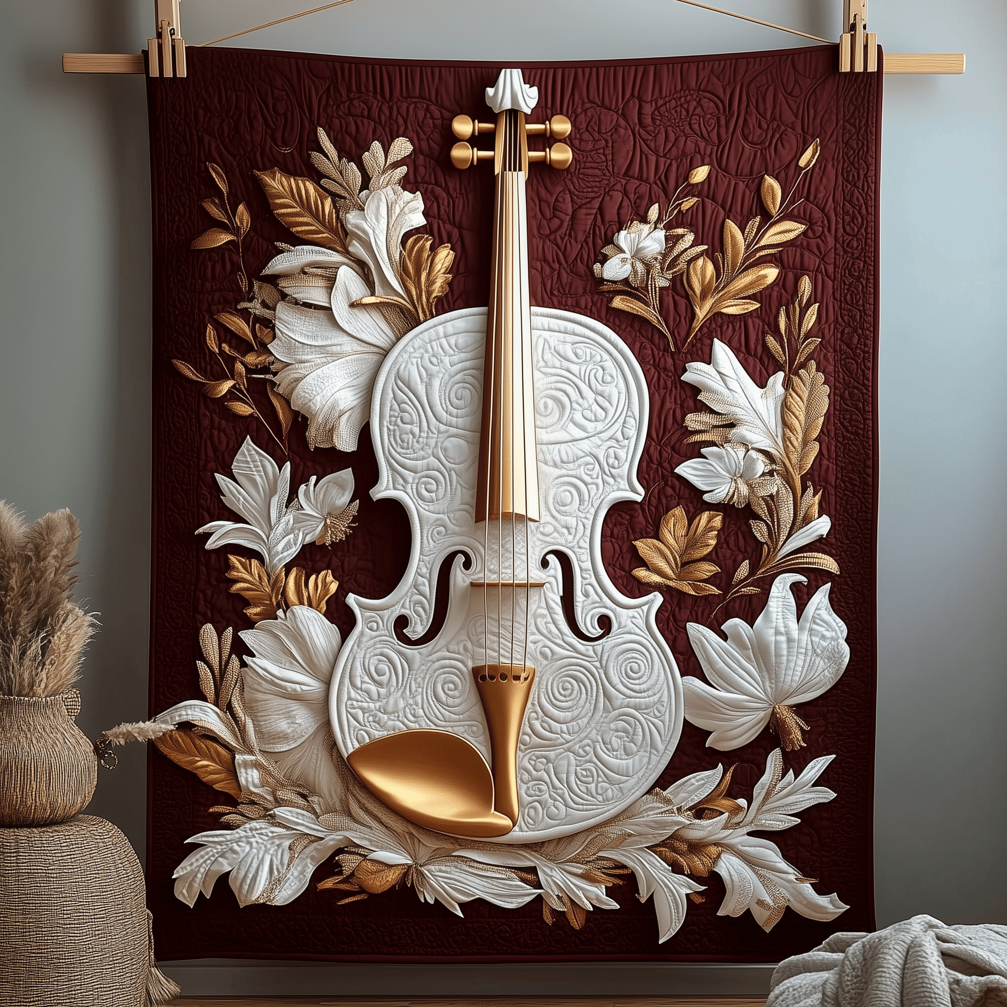 Elegant Violin Quilted Blanket From Sofa to Bed, a Blanket That Does It All Elegant Violin Quilted Blanket From Sofa to Bed, a Blanket That Does It All