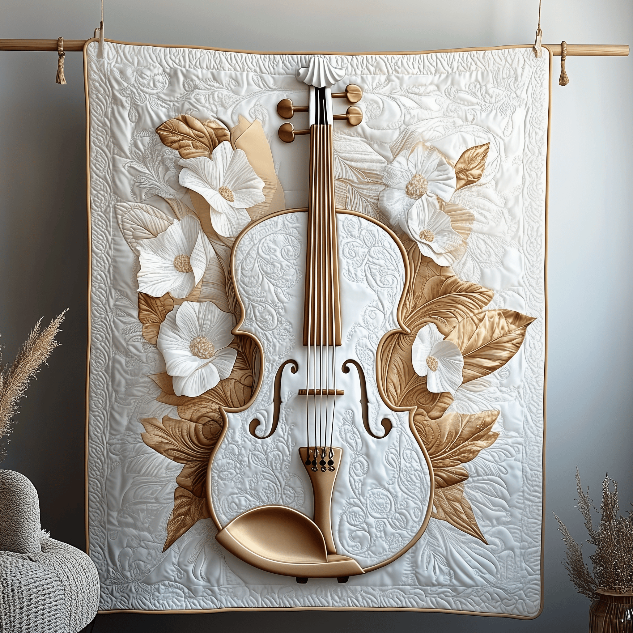Elegant Violin Quilted Blanket Perfect for All Seasons: A Blanket You'll Always Need Elegant Violin Quilted Blanket Perfect for All Seasons: A Blanket You'll Always Need