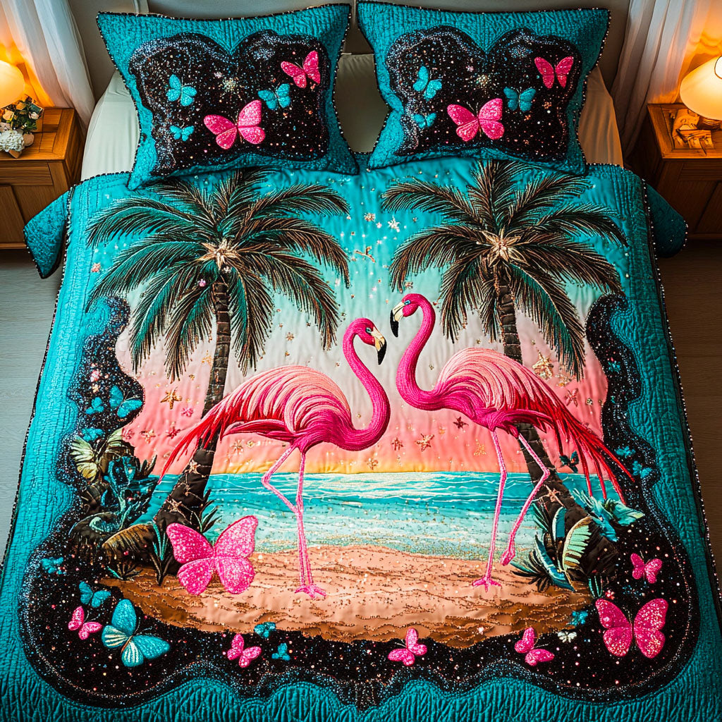 Elegant Wader Quilted Bedding Set Flamingo Gifts For Ladies Elegant Wader Quilted Bedding Set Flamingo Gifts For Ladies