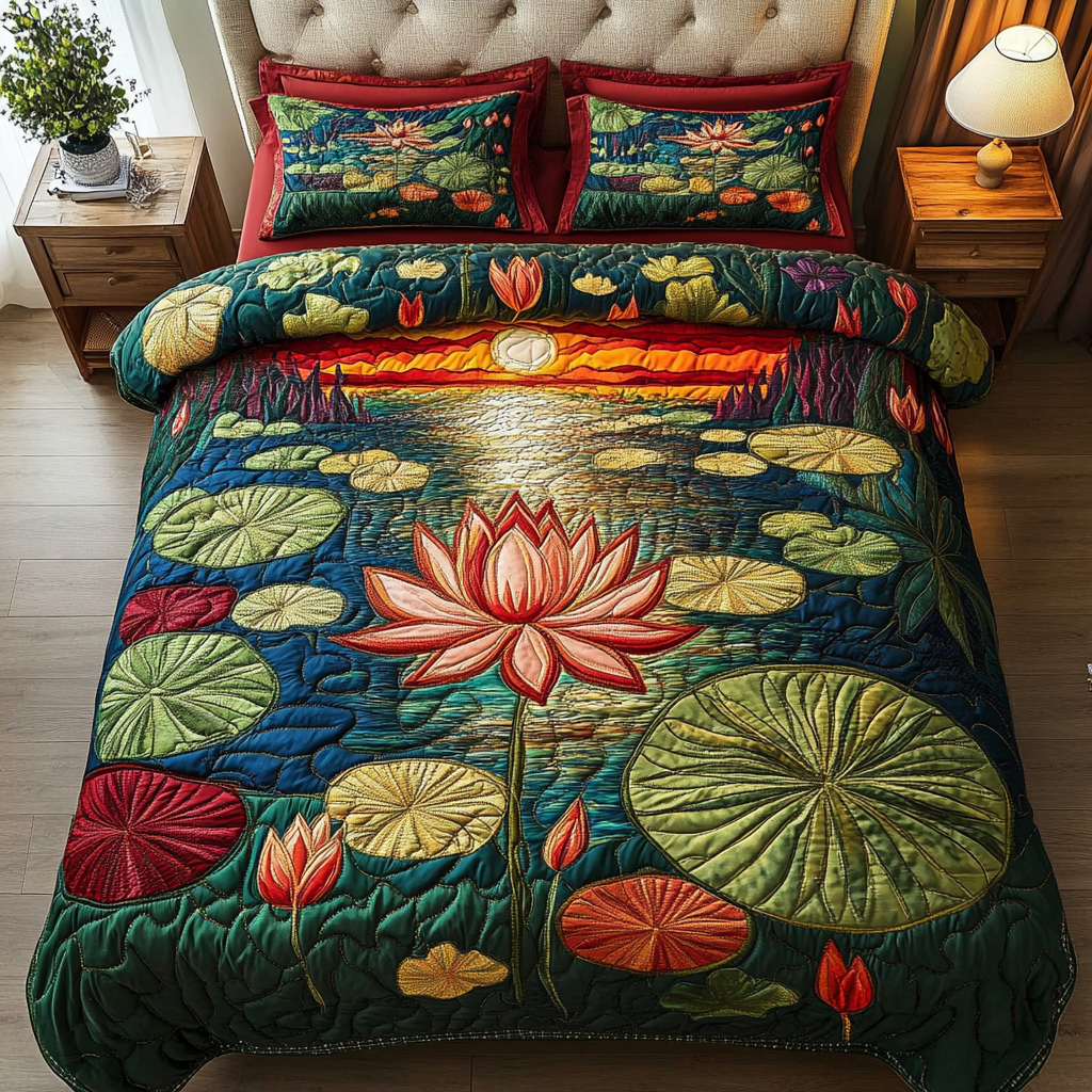 Elegant Waters Quilted Bedding Set Christmas Gifts For Flower Lovers Elegant Waters Quilted Bedding Set Christmas Gifts For Flower Lovers