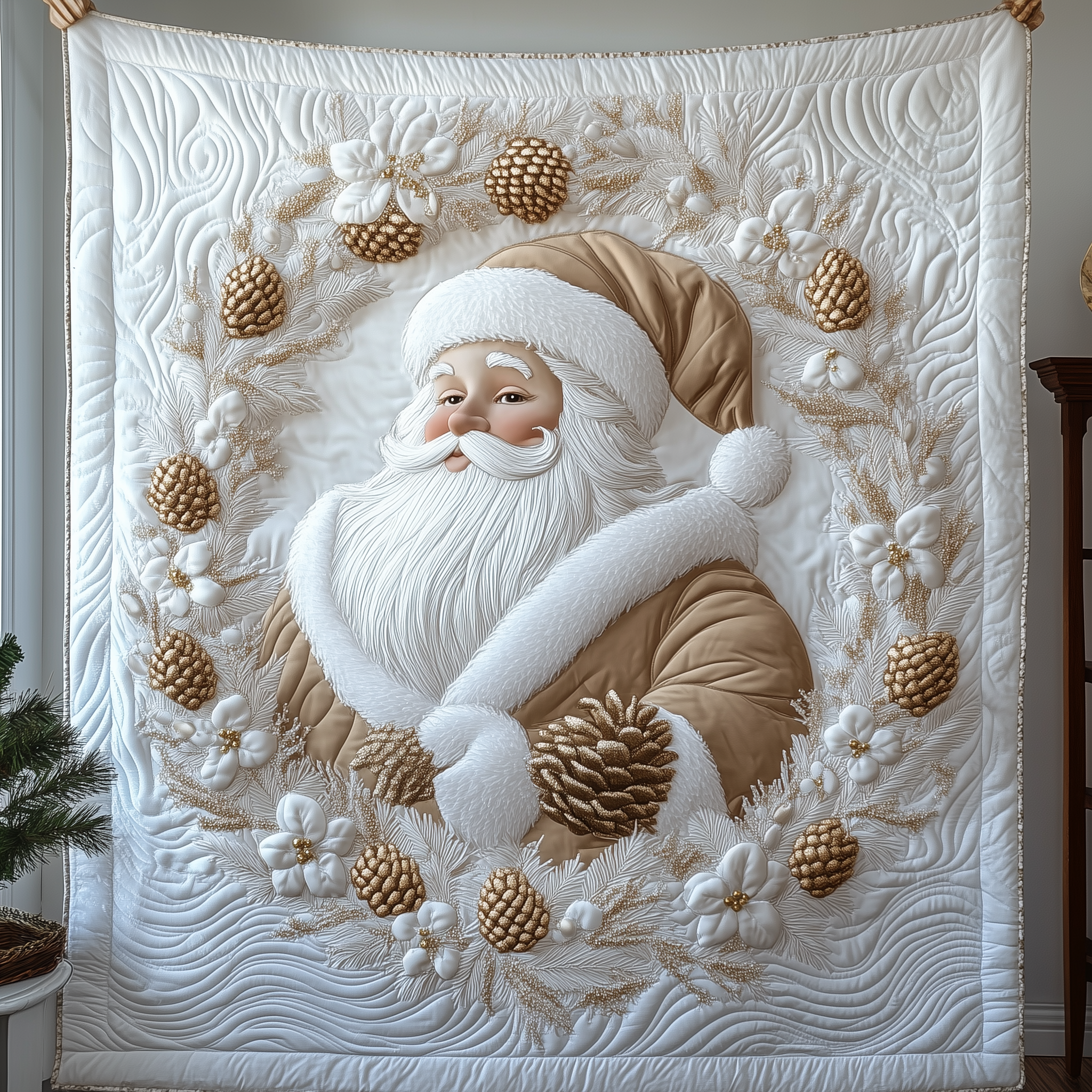 Elegant White Santa Claus Quilted Blanket Best Couch Throw Blanket Secret Santa Gifts Elegant White Santa Claus Quilted Blanket Best Couch Throw Blanket Secret Santa Gifts