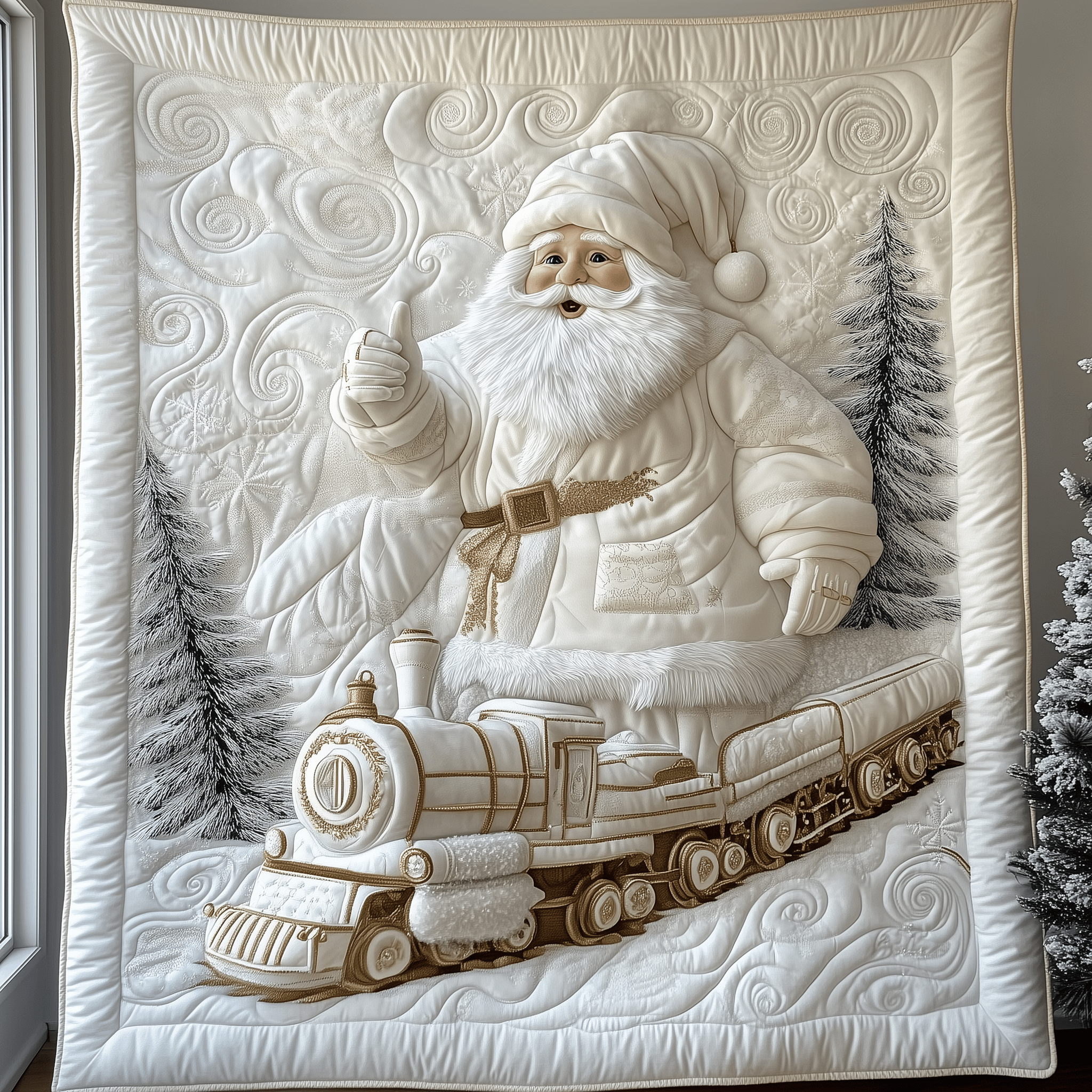 Elegant White Santa Claus Quilted Blanket Feel Ready for Adventure with a Blanket That Travels Well Elegant White Santa Claus Quilted Blanket Feel Ready for Adventure with a Blanket That Travels Well