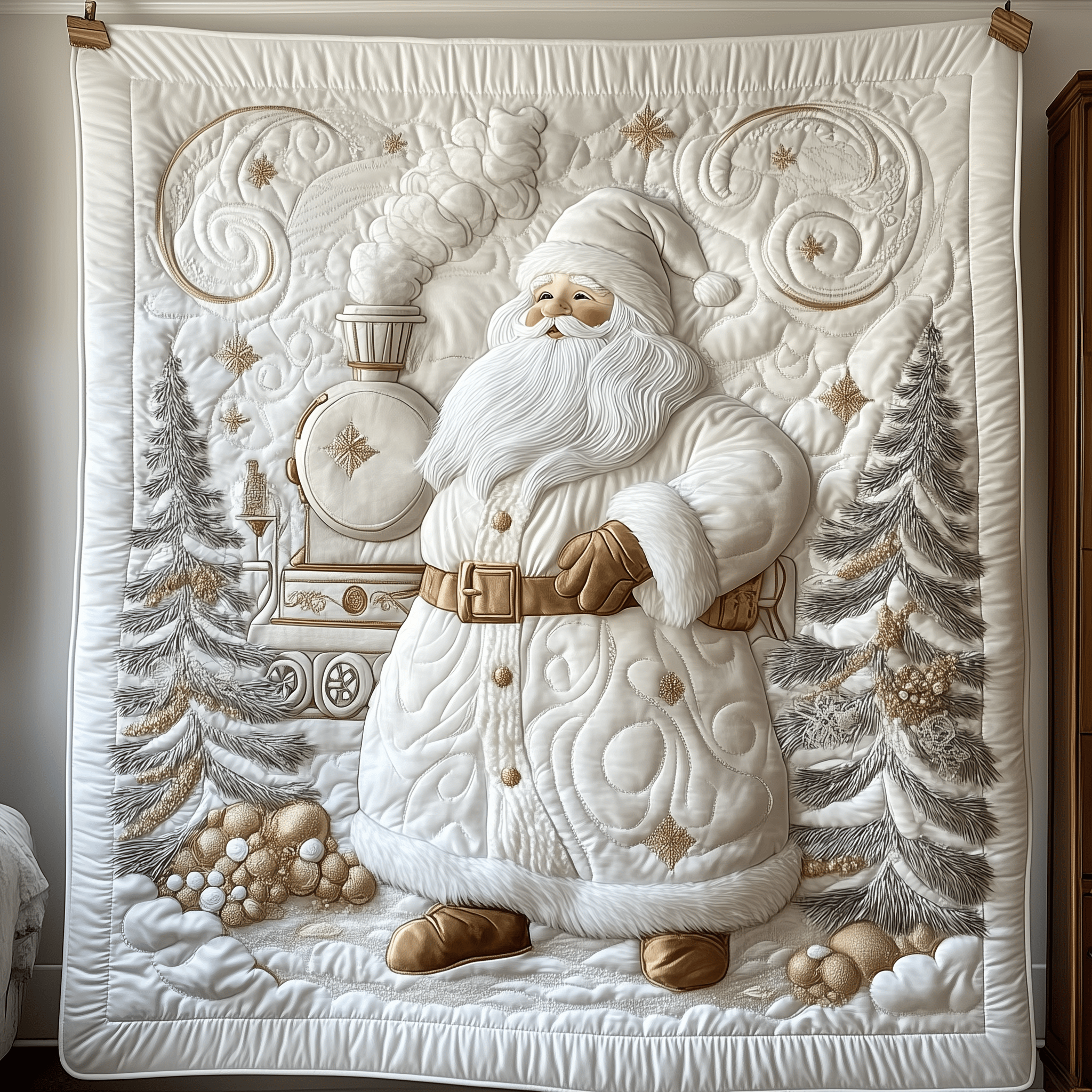 Elegant White Santa Claus Quilted Blanket Feel the Versatility of a Blanket That Adapts to You Elegant White Santa Claus Quilted Blanket Feel the Versatility of a Blanket That Adapts to You