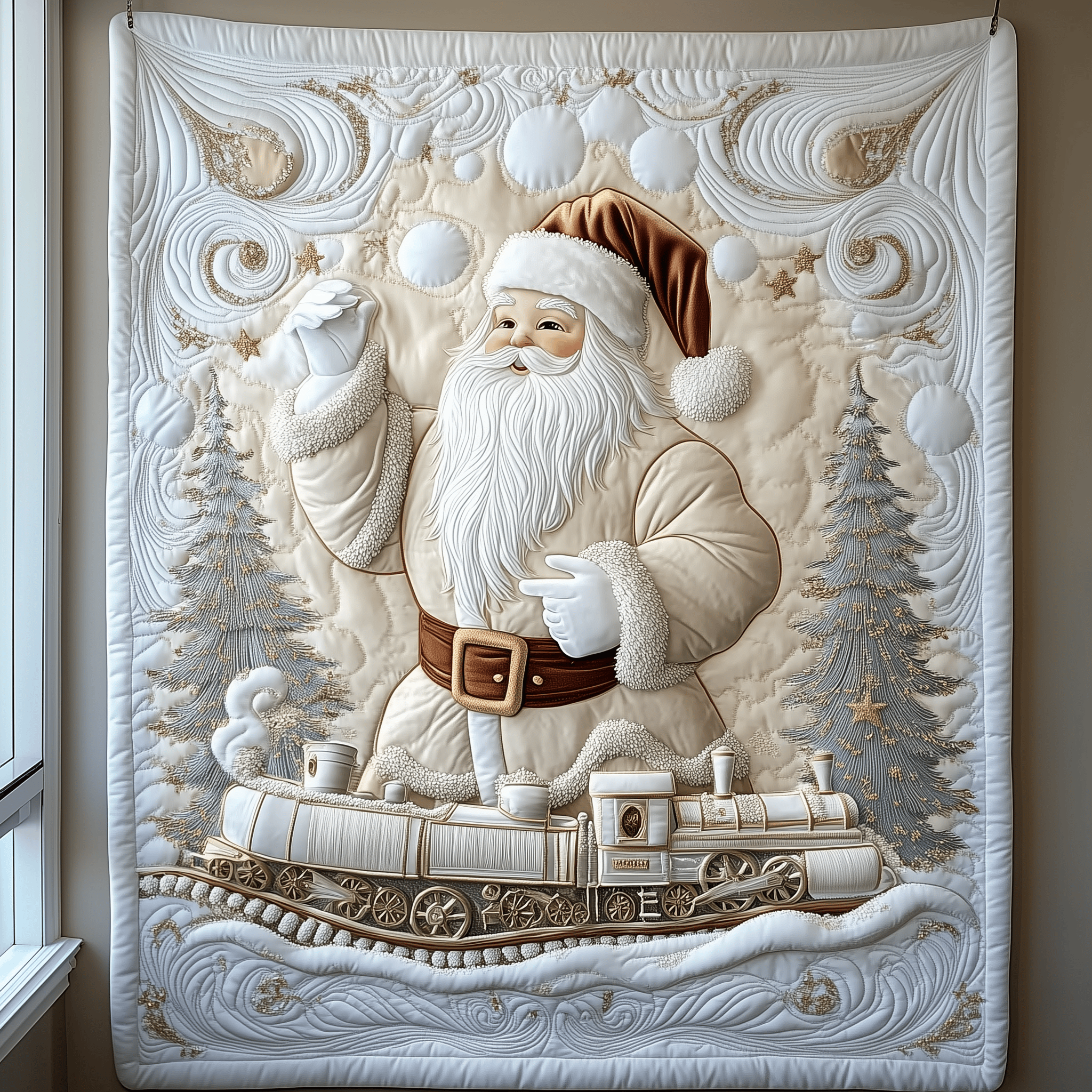 Elegant White Santa Claus Quilted Blanket Perfect for All Seasons: A Blanket You'll Always Need Elegant White Santa Claus Quilted Blanket Perfect for All Seasons: A Blanket You'll Always Need