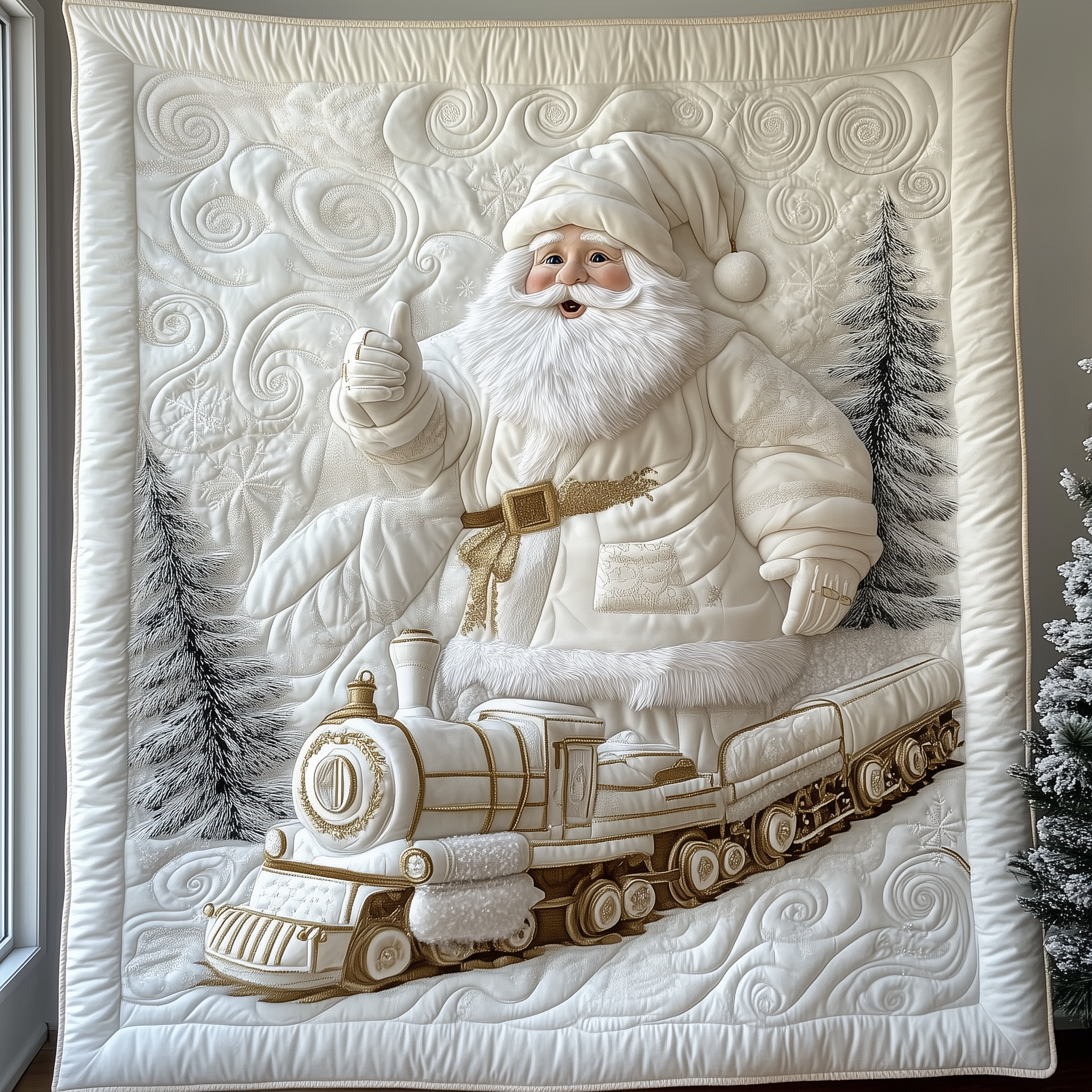 Elegant White Santa Claus Quilted Blanket Sofa Throw Blanket Secret Santa Gifts For Her Elegant White Santa Claus Quilted Blanket Sofa Throw Blanket Secret Santa Gifts For Her