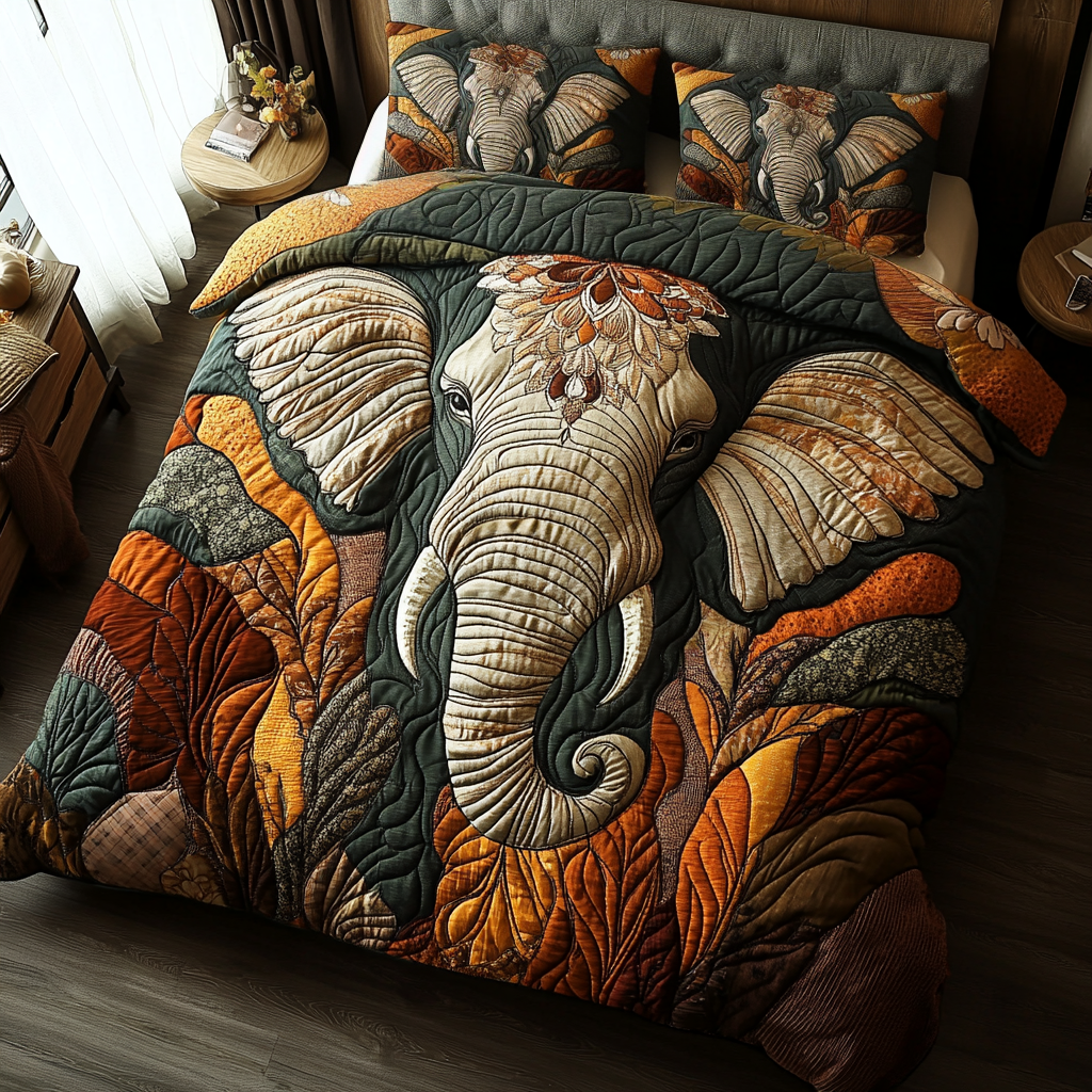 Elephant Grace Quilted Bedding Set Elephant Anniversary Gifts Elephant Grace Quilted Bedding Set Elephant Anniversary Gifts