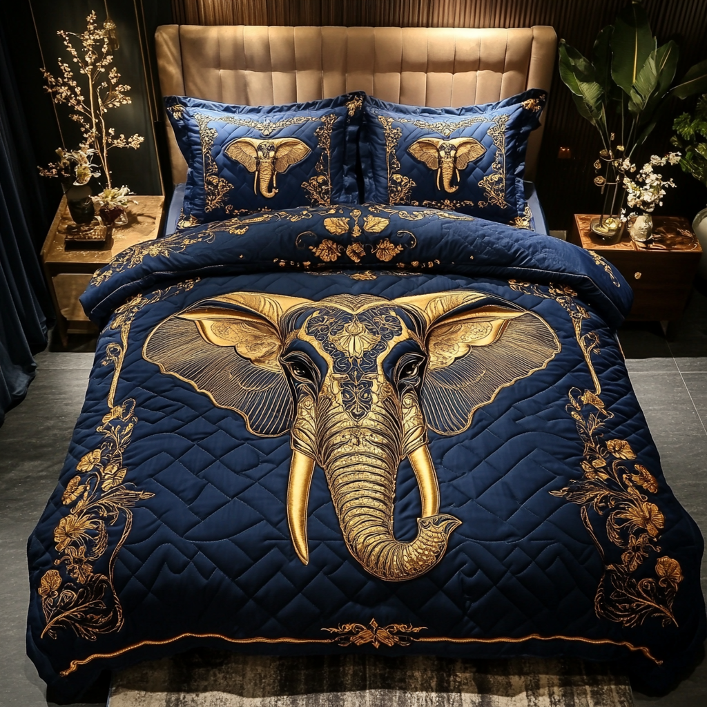 Elephant Grace Quilted Bedding Set Presents For Elephant Lovers Elephant Grace Quilted Bedding Set Presents For Elephant Lovers