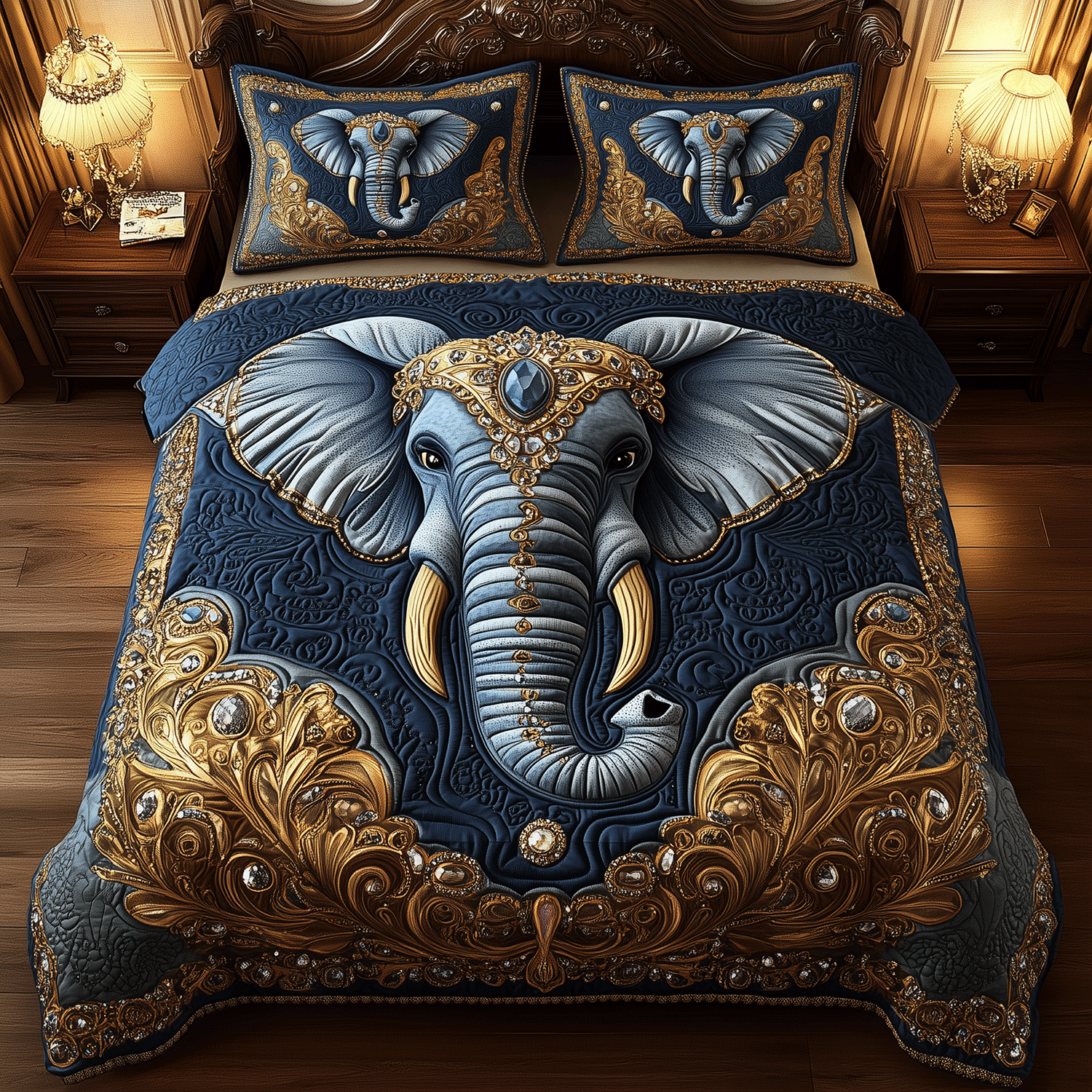 Elephant Heritage Quilted Bedding Set Unique Elephant Gifts Elephant Heritage Quilted Bedding Set Unique Elephant Gifts