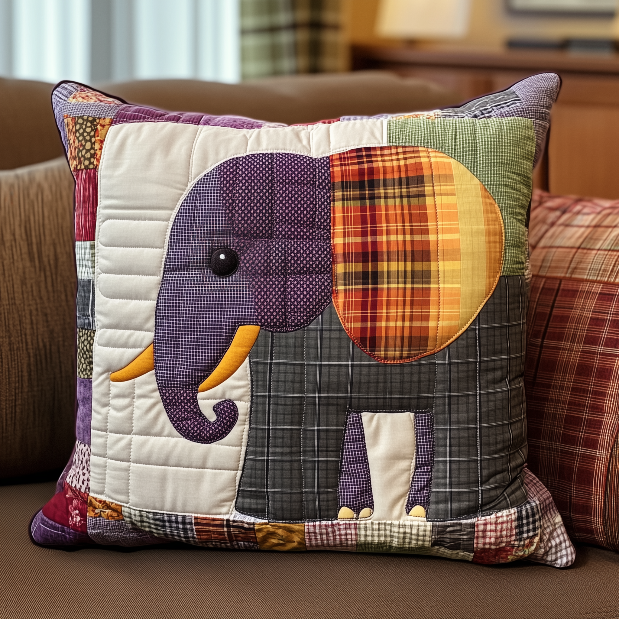 Elephant Patchwork Quilted Pillow Case A Pillow Case That Combines Fashion and Functionality Elephant Patchwork Quilted Pillow Case A Pillow Case That Combines Fashion and Functionality