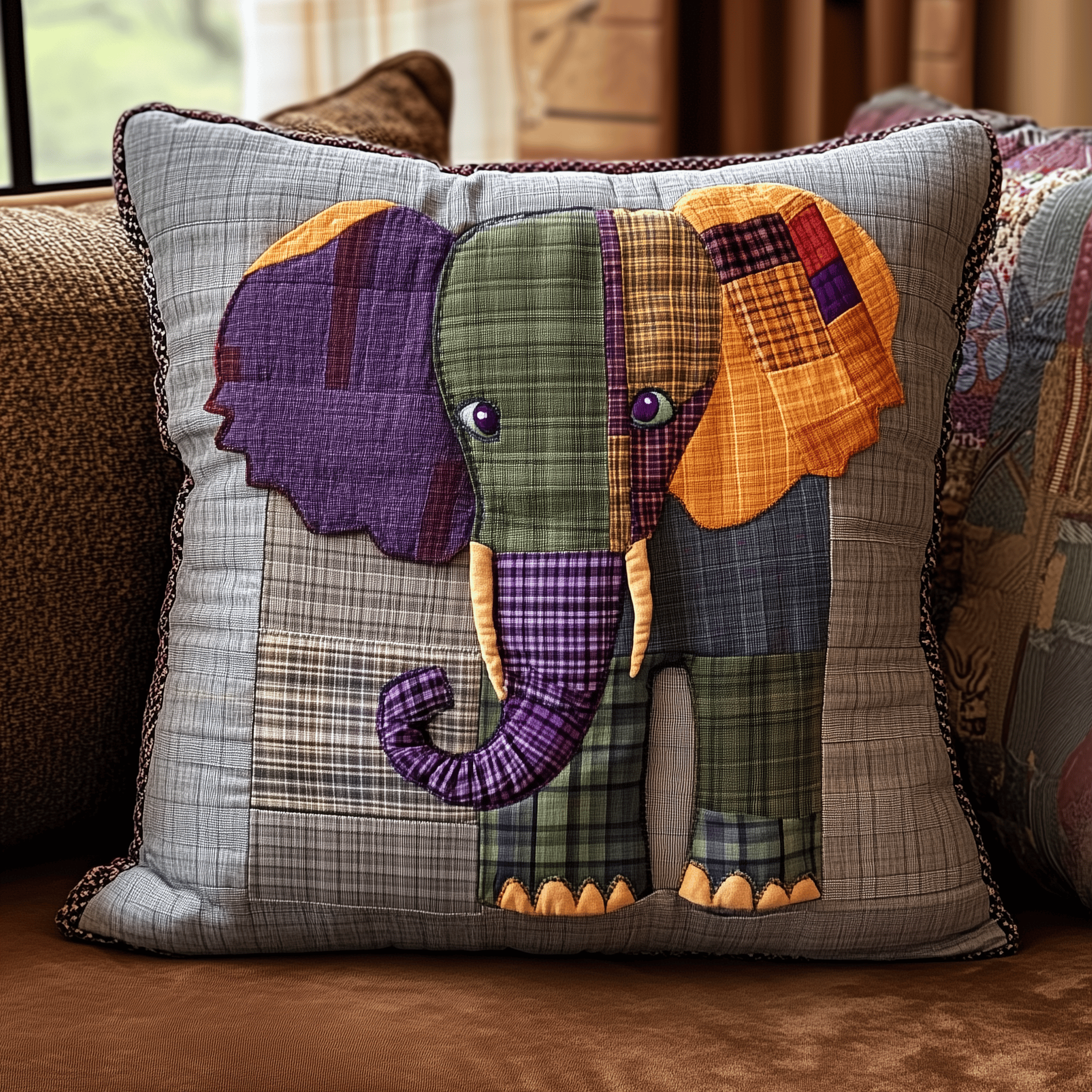 Elephant Patchwork Quilted Pillow Case Feel at Peace Every Night with a Cozy Pillow Case Elephant Patchwork Quilted Pillow Case Feel at Peace Every Night with a Cozy Pillow Case