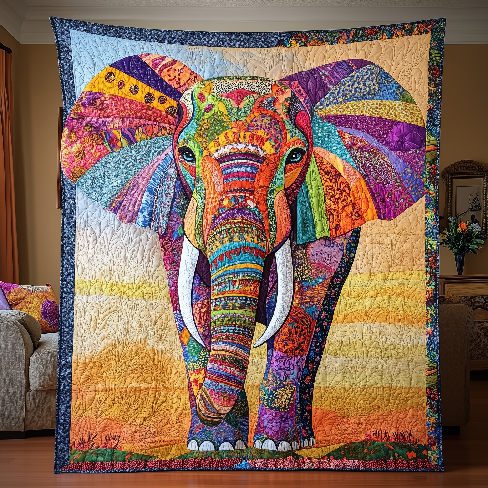 Elephant Spirit Quilted Blanket Feel the Luxury of a Blanket That Stands Out Elephant Spirit Quilted Blanket Feel the Luxury of a Blanket That Stands Out