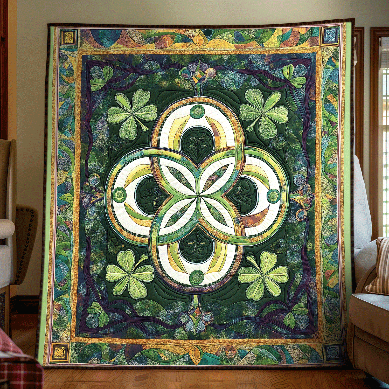 Emerald Bliss Quilted Blanket Xmas Gift For Whole Family Emerald Bliss Quilted Blanket Xmas Gift For Whole Family