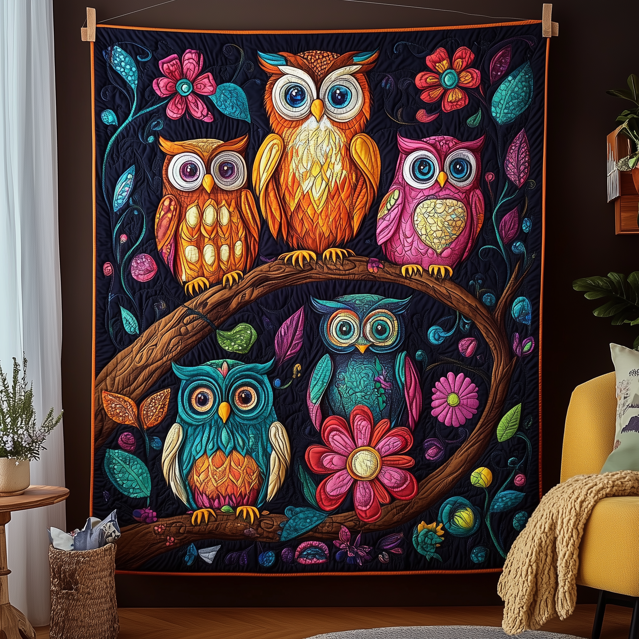 Enchanted Owl Gathering Quilted Blanket Throw Blankets For Couch Owl Gifts For Her Enchanted Owl Gathering Quilted Blanket Throw Blankets For Couch Owl Gifts For Her