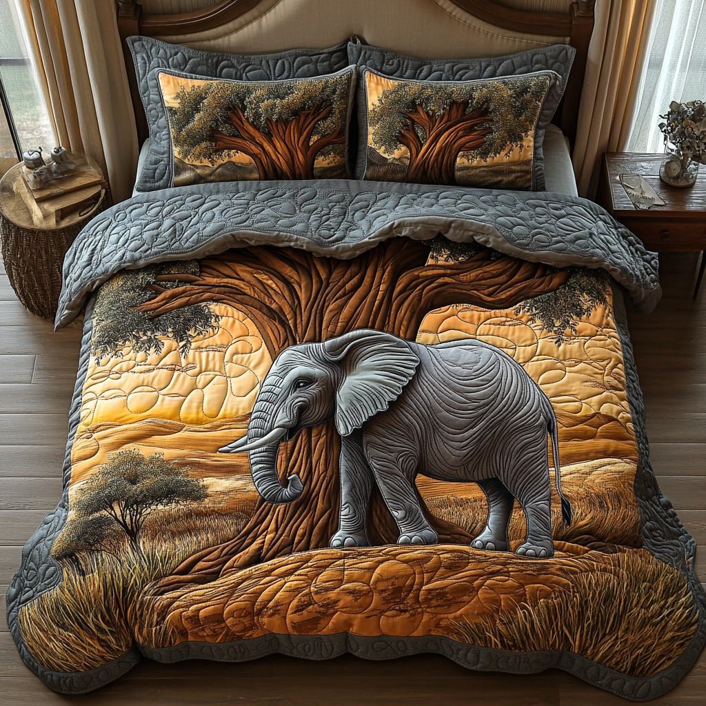 Enchanted Safari Quilted Bedding Set Elephant Themed Gifts Enchanted Safari Quilted Bedding Set Elephant Themed Gifts