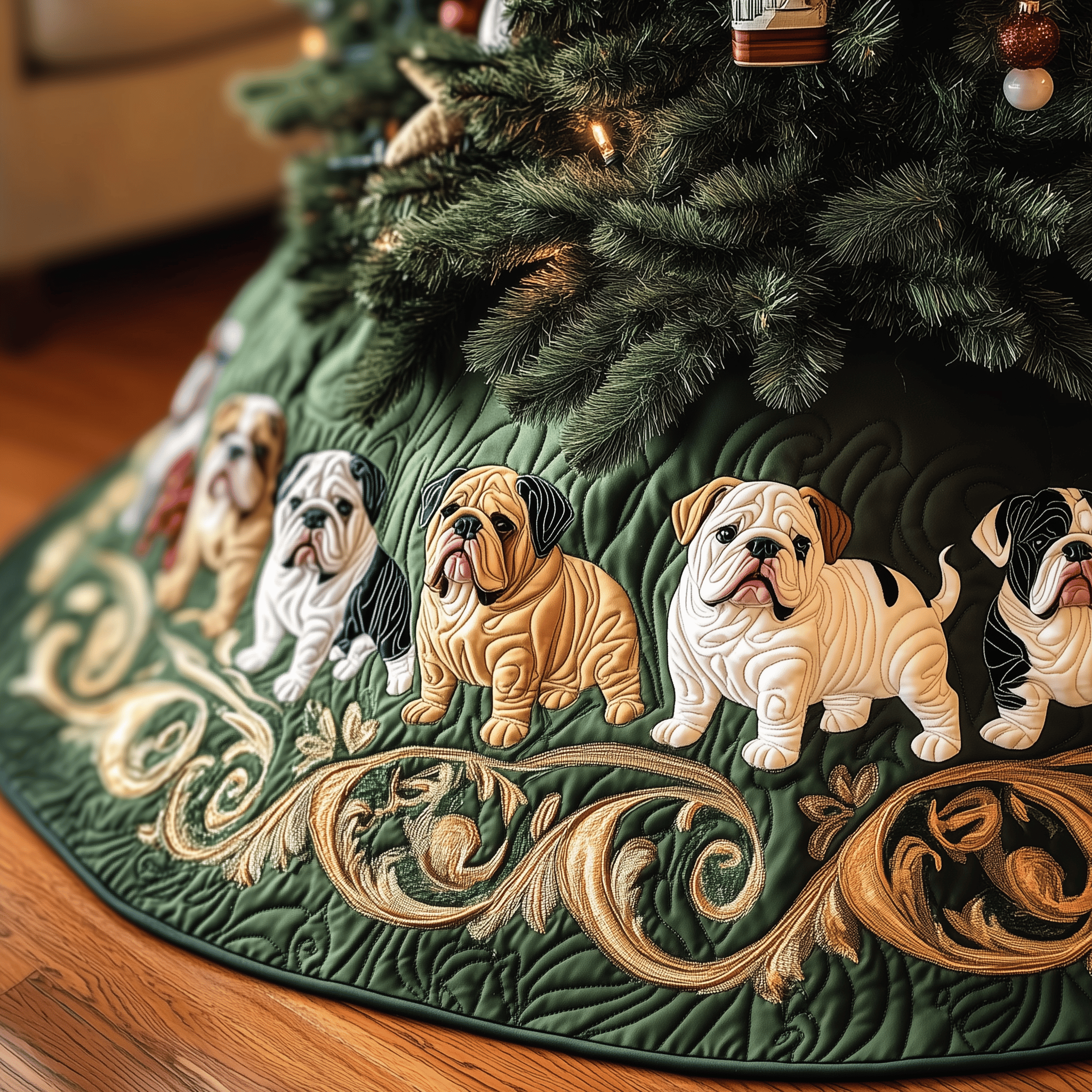 English Bulldog Quilted Tree Skirt Add Comfort and Joy to Your Home with a Durable Tree Skirt English Bulldog Quilted Tree Skirt Add Comfort and Joy to Your Home with a Durable Tree Skirt