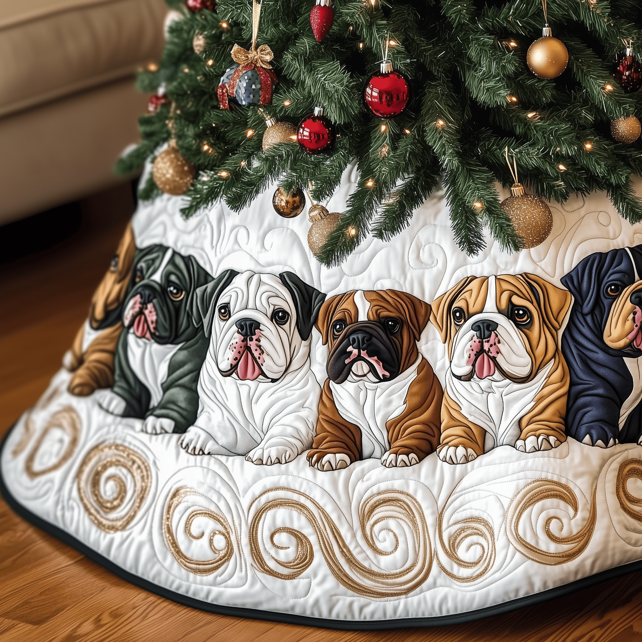 English Bulldog Quilted Tree Skirt Celebrate in Style with a Tree Skirt That Protects English Bulldog Quilted Tree Skirt Celebrate in Style with a Tree Skirt That Protects