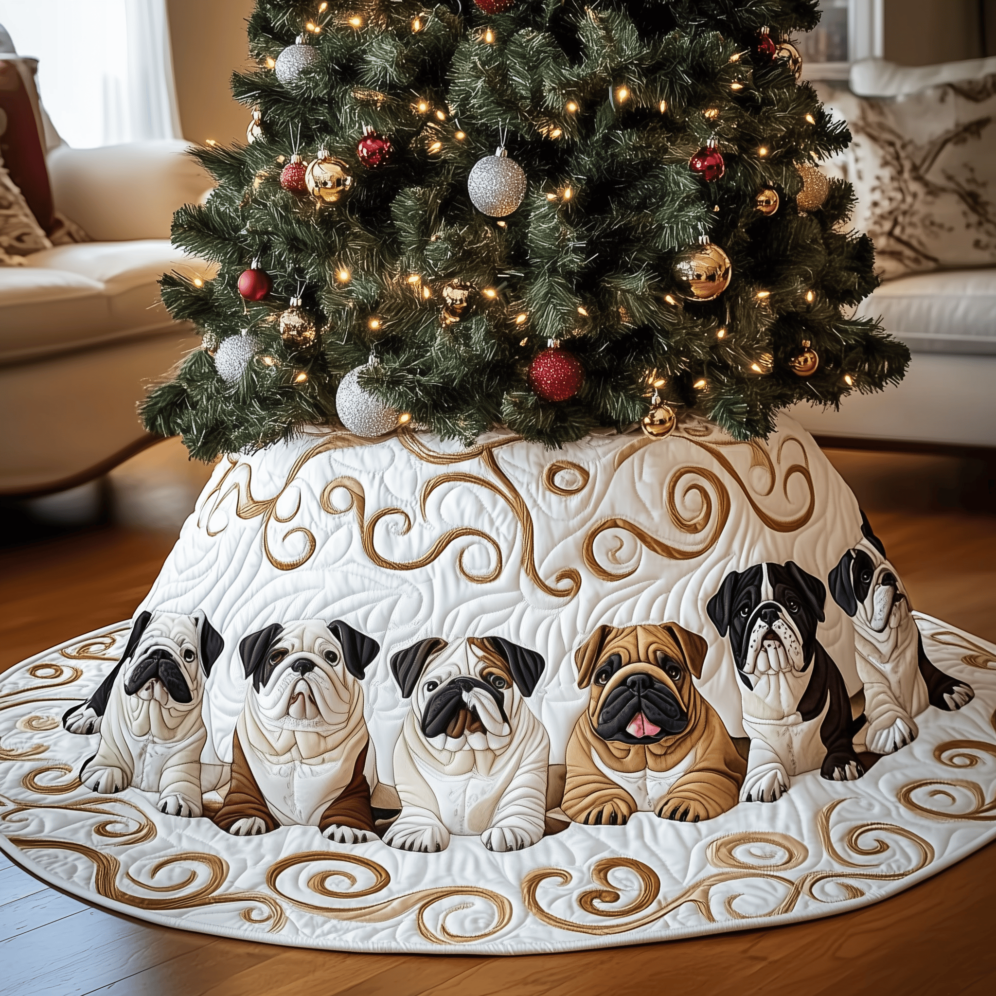English Bulldog Quilted Tree Skirt Enjoy a Peaceful Holiday with the Perfect Tree Skirt English Bulldog Quilted Tree Skirt Enjoy a Peaceful Holiday with the Perfect Tree Skirt