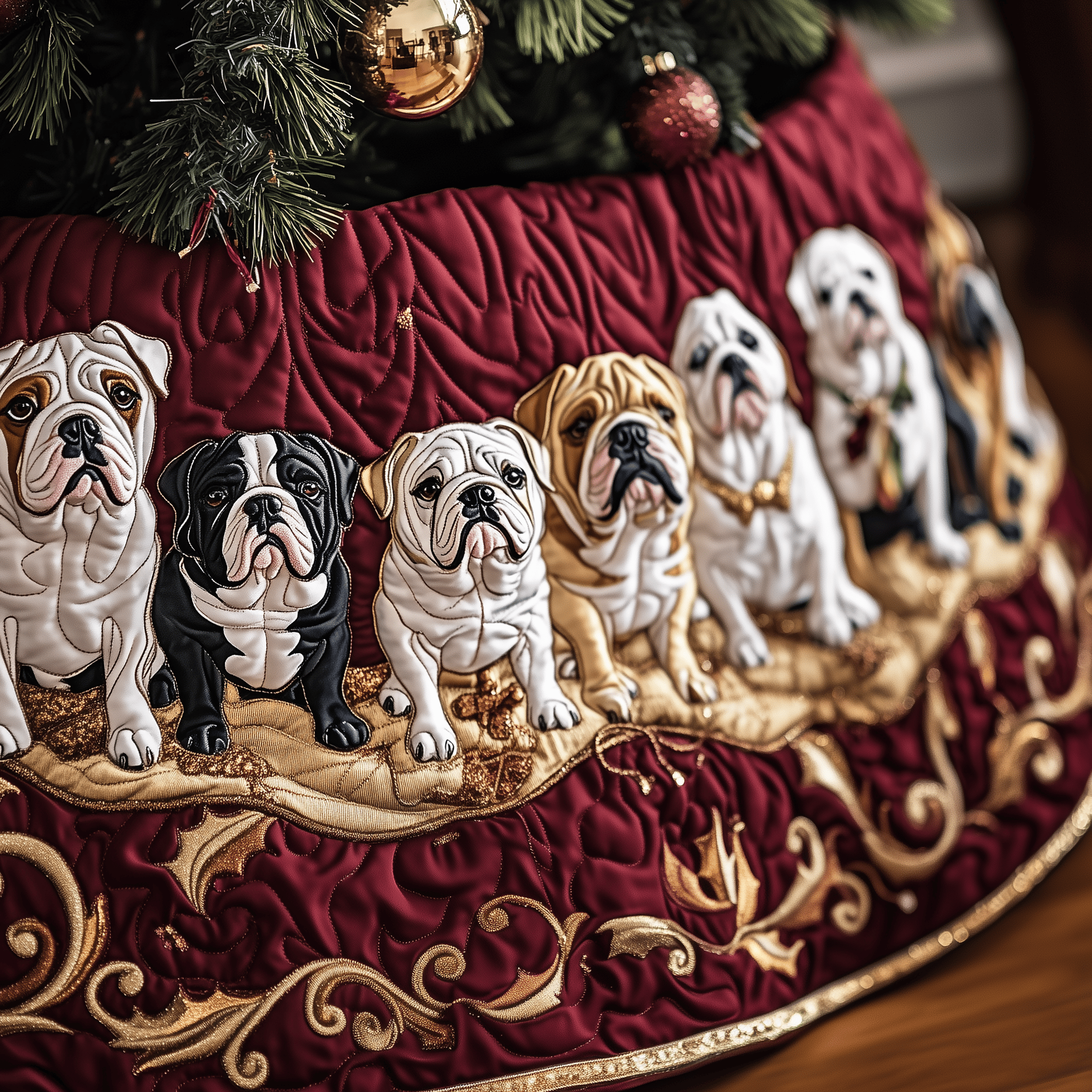 English Bulldog Quilted Tree Skirt Enjoy Peace of Mind This Holiday with the Perfect Tree Skirt English Bulldog Quilted Tree Skirt Enjoy Peace of Mind This Holiday with the Perfect Tree Skirt