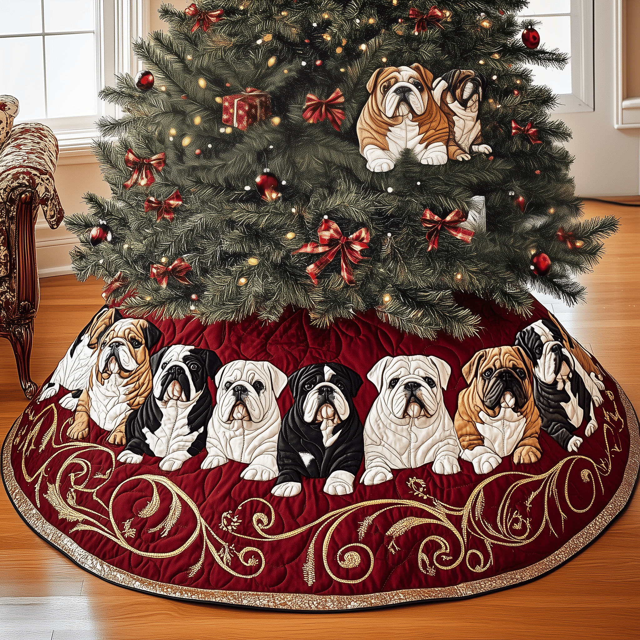 English Bulldog Quilted Tree Skirt Make the Holidays Worry-Free with Protective Tree Decor English Bulldog Quilted Tree Skirt Make the Holidays Worry-Free with Protective Tree Decor