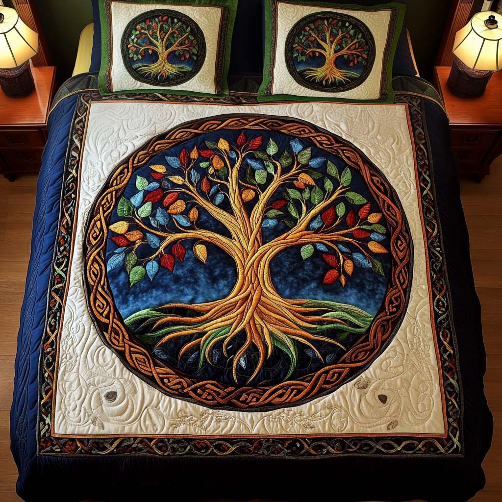 Eternal Roots Quilted Bedding Set Tree Of Life Throw Blanket Eternal Roots Quilted Bedding Set Tree Of Life Throw Blanket