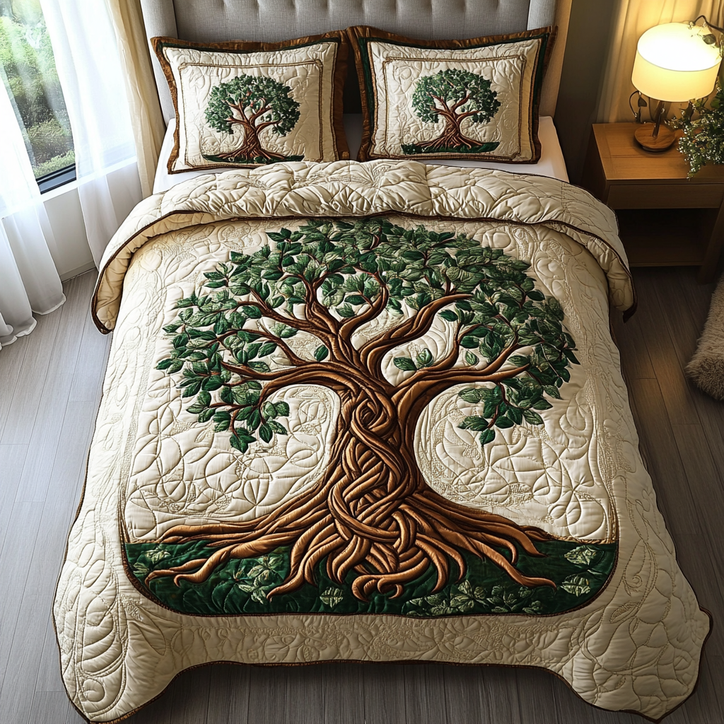 Eternal Roots Quilted Bedding Set Xmas Gifts For Family Eternal Roots Quilted Bedding Set Xmas Gifts For Family
