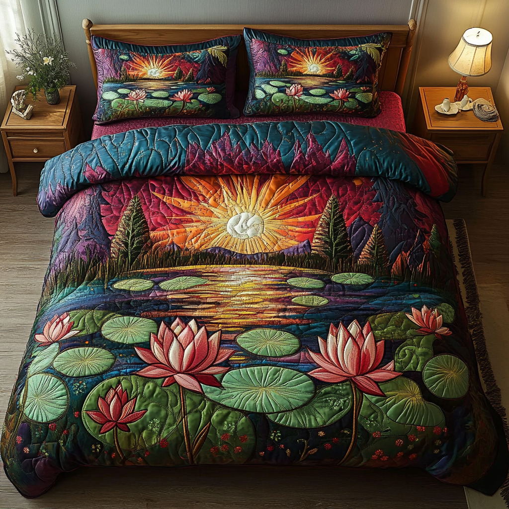 Ethereal Lotus Quilted Bedding Set Christmas Flower Gifts Ethereal Lotus Quilted Bedding Set Christmas Flower Gifts