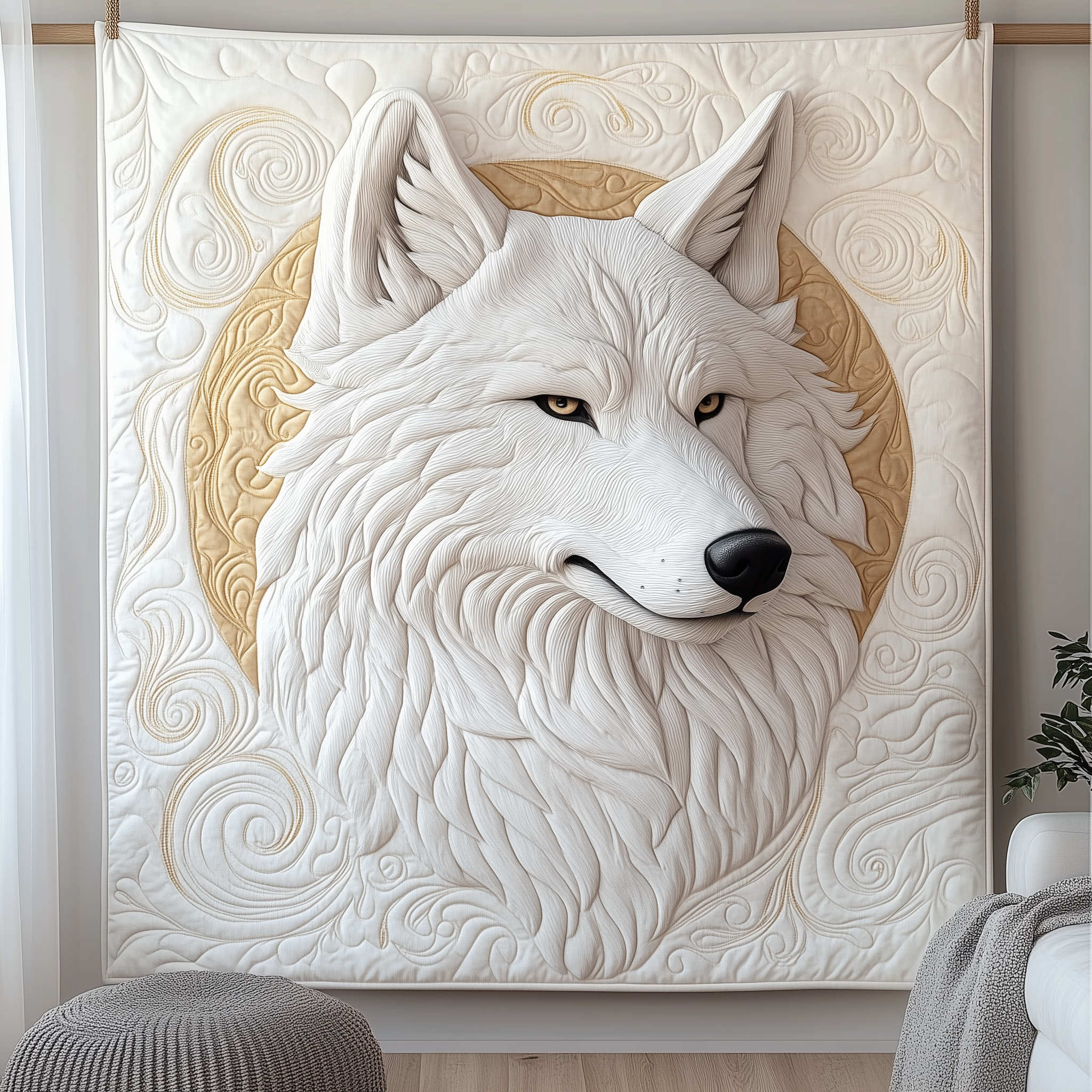 Ethereal White Wolf Quilted Blanket Unique Throw Blanket Item Merch Best Gifts For Wolf Lovers Ethereal White Wolf Quilted Blanket Unique Throw Blanket Item Merch Best Gifts For Wolf Lovers