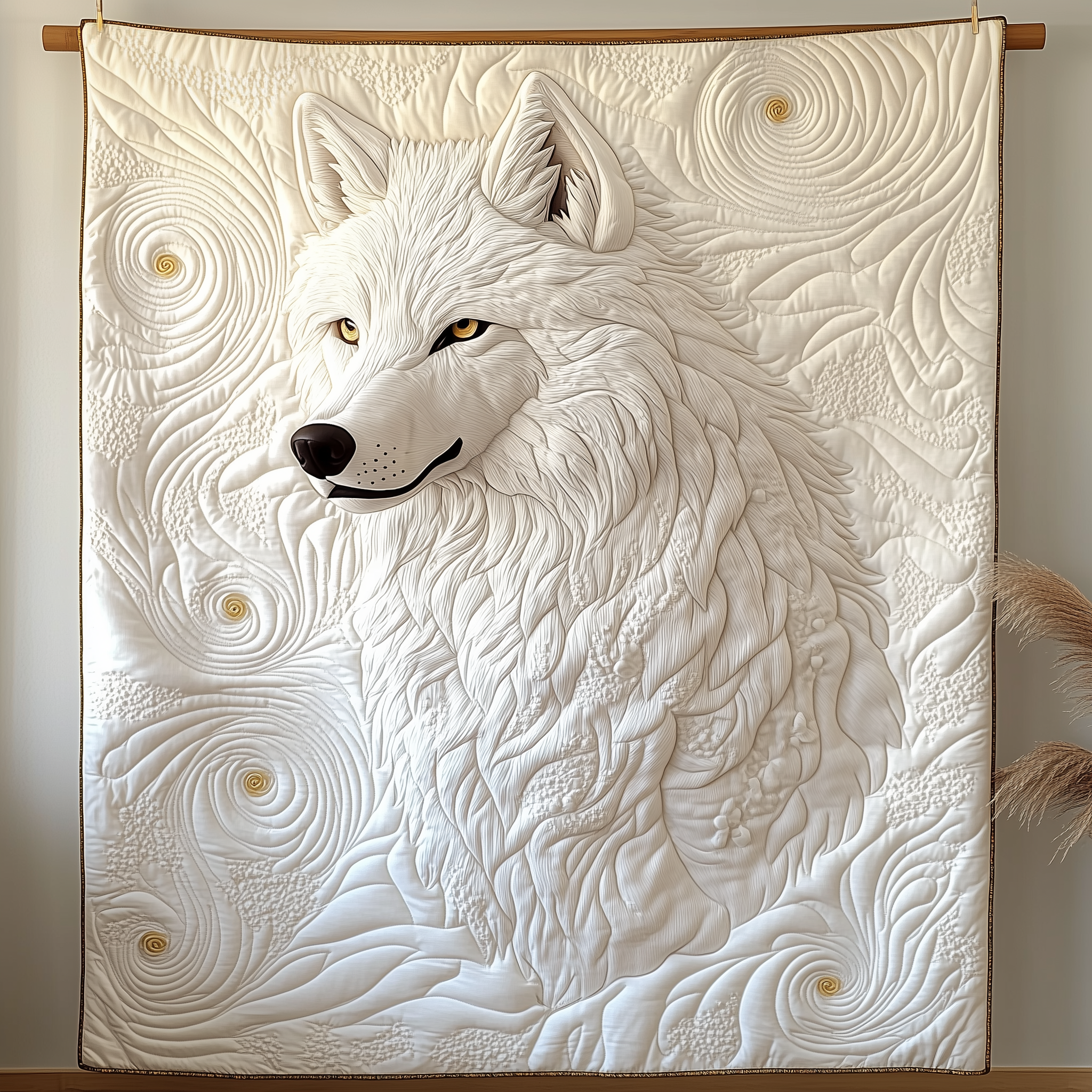 Ethereal White Wolf Quilted Blanket Unique Throw Blanket Item Merch Gifts For People Who Love Wolves Ethereal White Wolf Quilted Blanket Unique Throw Blanket Item Merch Gifts For People Who Love Wolves