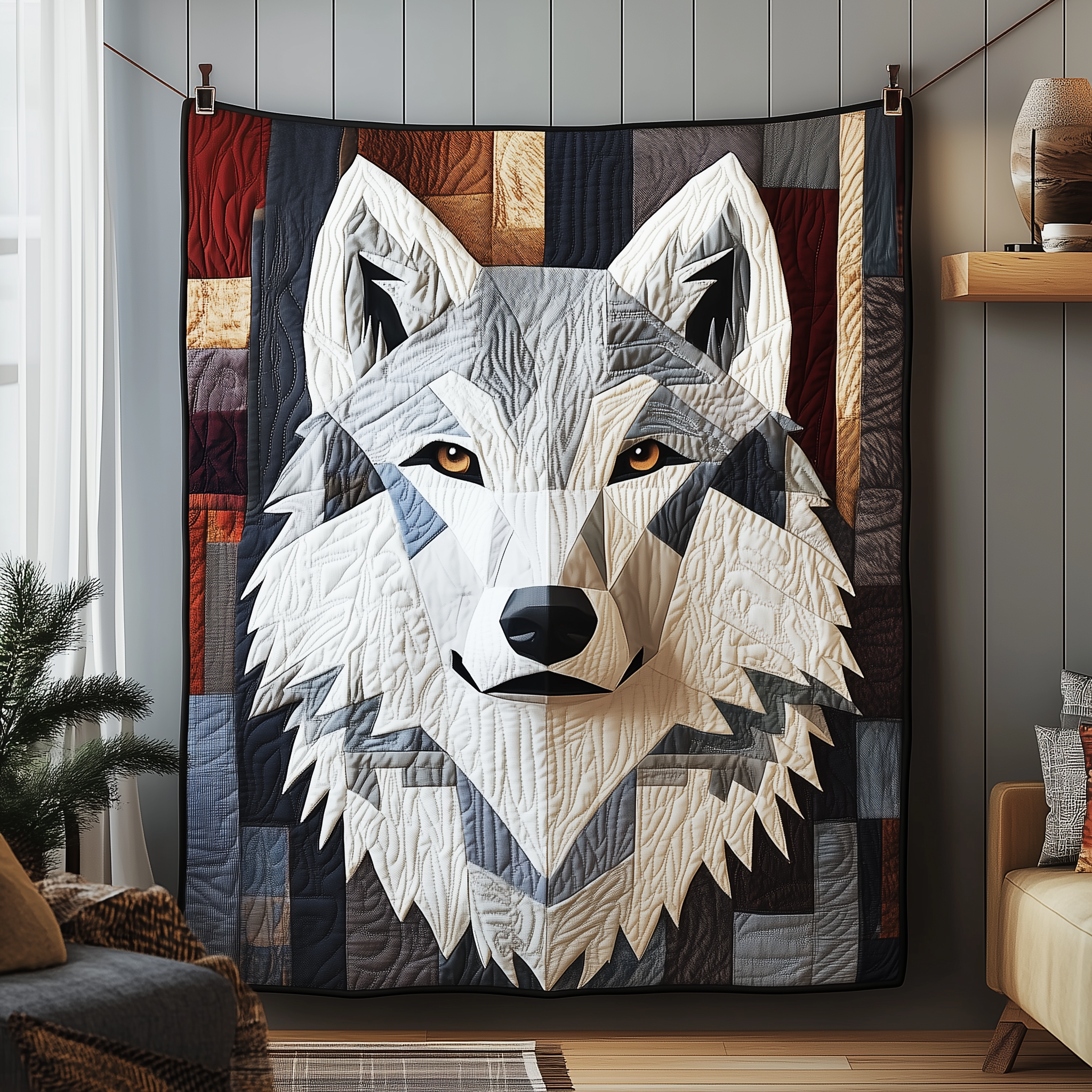 Ethereal White Wolf Quilted Blanket Unique Throw Blanket Item Merch Unique Gifts For Wolf Lovers Ethereal White Wolf Quilted Blanket Unique Throw Blanket Item Merch Unique Gifts For Wolf Lovers