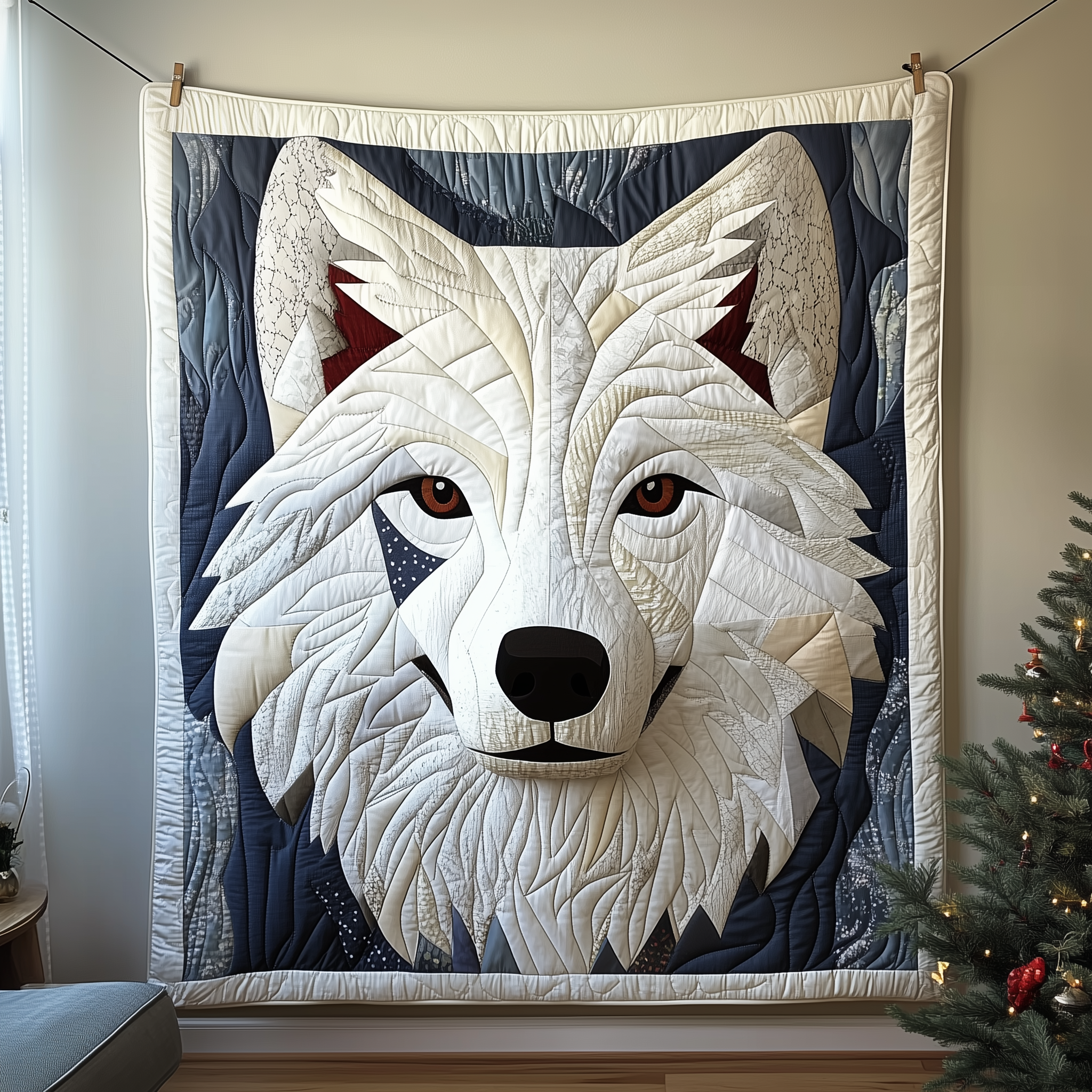 Ethereal White Wolf Quilted Blanket Unique Throw Blanket Item Merch Wolf Gifts For Him Her Ethereal White Wolf Quilted Blanket Unique Throw Blanket Item Merch Wolf Gifts For Him Her
