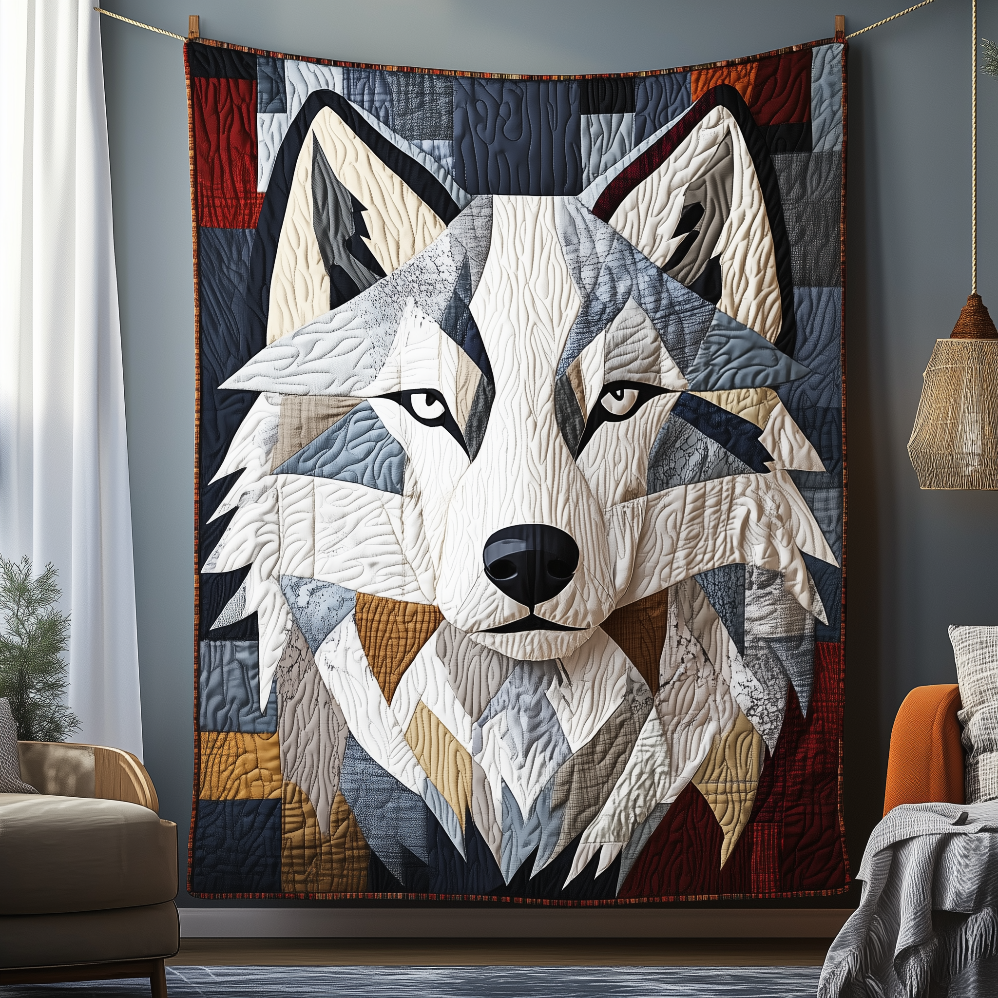 Ethereal White Wolf Quilted Blanket Unique Throw Blanket Item Merch Wolf Themed Gifts Ethereal White Wolf Quilted Blanket Unique Throw Blanket Item Merch Wolf Themed Gifts