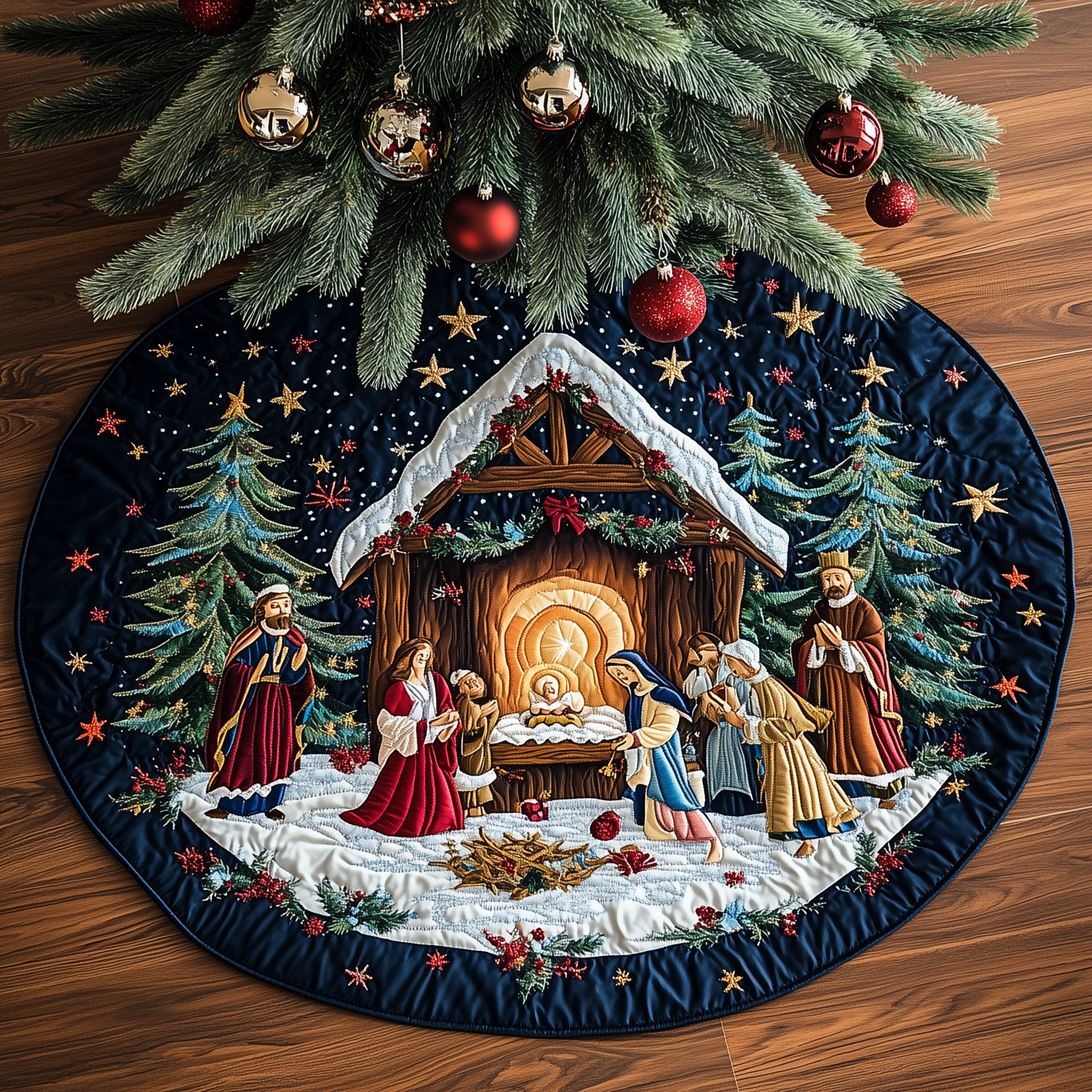 Faith&God Quilted Tree Skirt Enjoy a Relaxing Holiday with Peaceful Tree Decor Faith&God Quilted Tree Skirt Enjoy a Relaxing Holiday with Peaceful Tree Decor