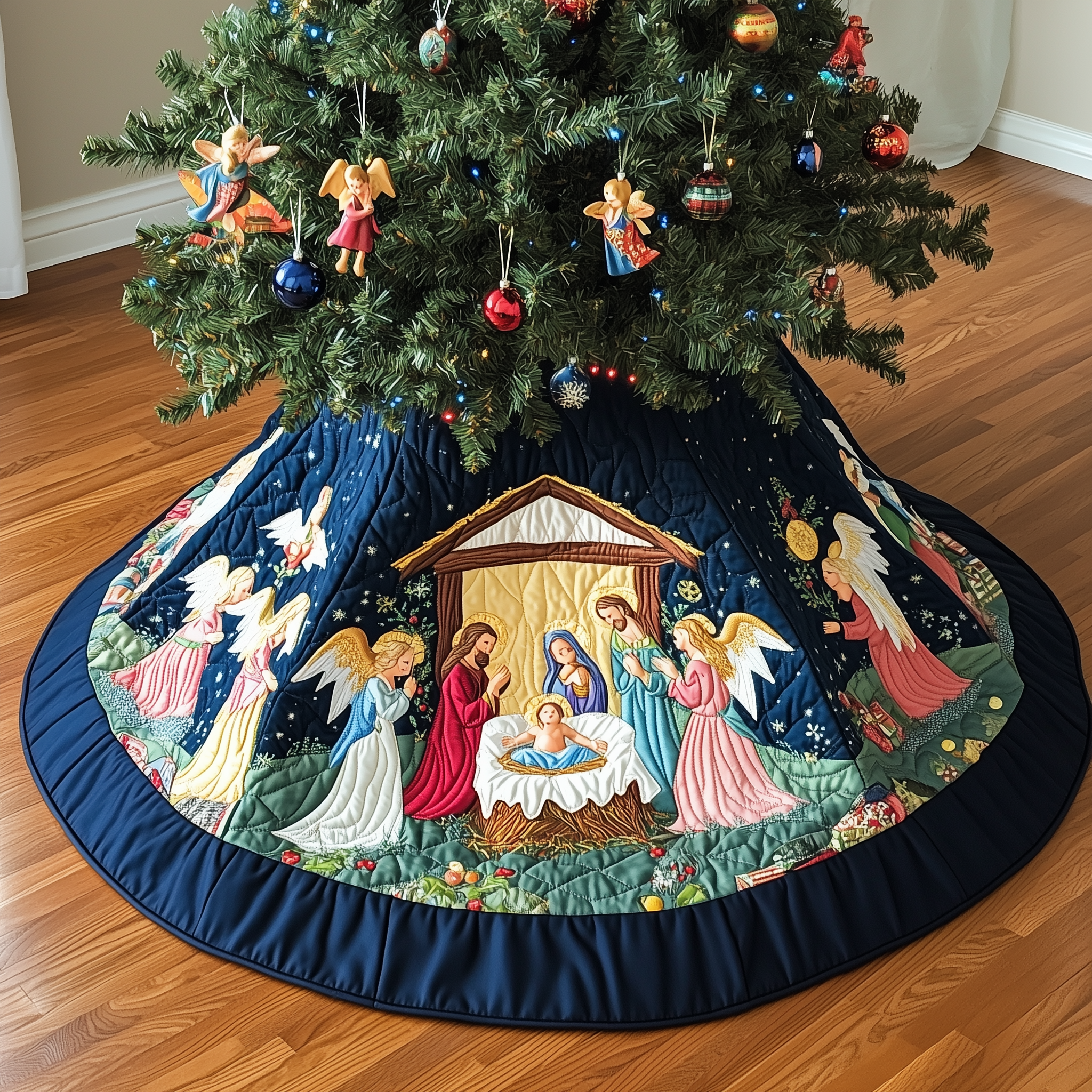 Faith&God Quilted Tree Skirt Feel the Love of Christmas with Thoughtful Tree Decor Faith&God Quilted Tree Skirt Feel the Love of Christmas with Thoughtful Tree Decor