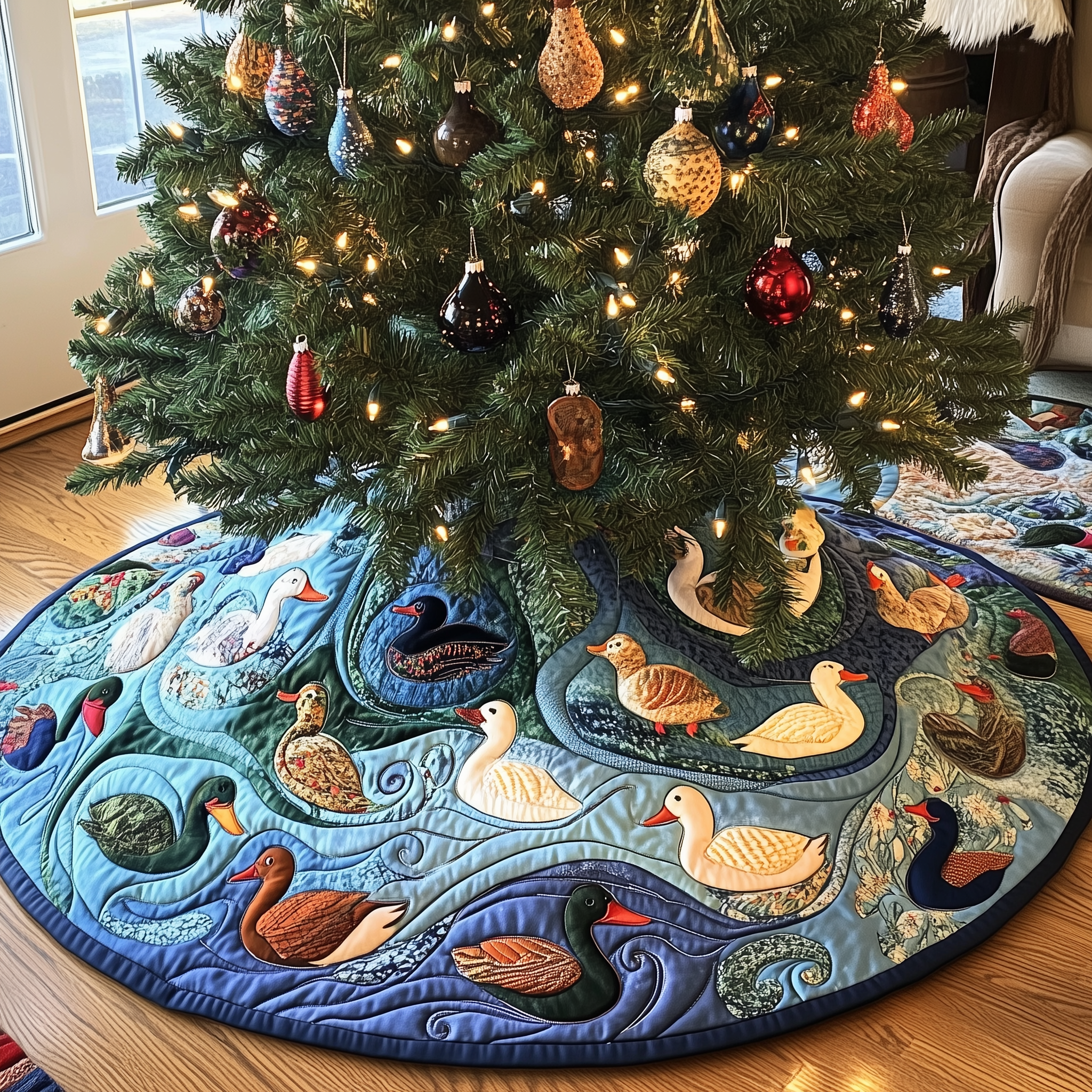Farmhouse Duck Quilted Tree Skirt Enjoy a Festive and Worry-Free Holiday Season Farmhouse Duck Quilted Tree Skirt Enjoy a Festive and Worry-Free Holiday Season