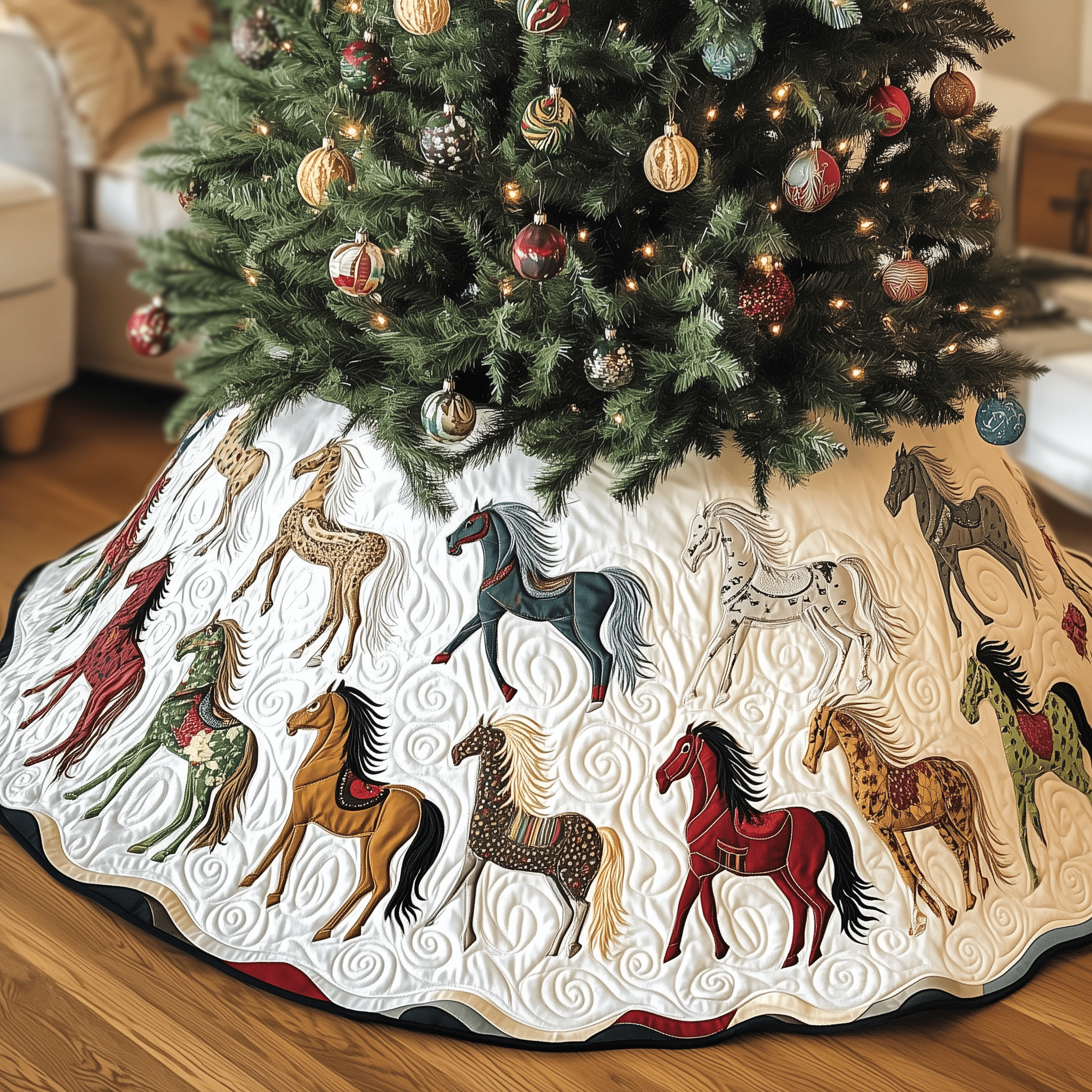 Farmhouse Horse Quilted Tree Skirt A Tree Skirt That Brings Joy and Style to Your Holidays Farmhouse Horse Quilted Tree Skirt A Tree Skirt That Brings Joy and Style to Your Holidays