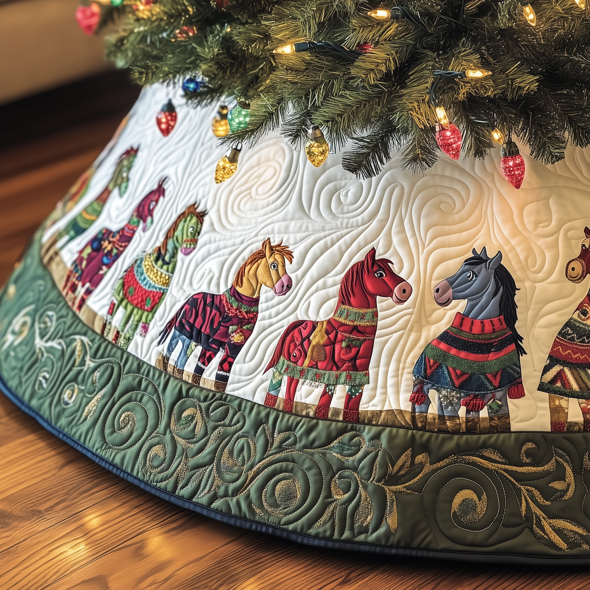 Farmhouse Horse Quilted Tree Skirt Add Elegance to Your Tree While Keeping Floors Safe Farmhouse Horse Quilted Tree Skirt Add Elegance to Your Tree While Keeping Floors Safe