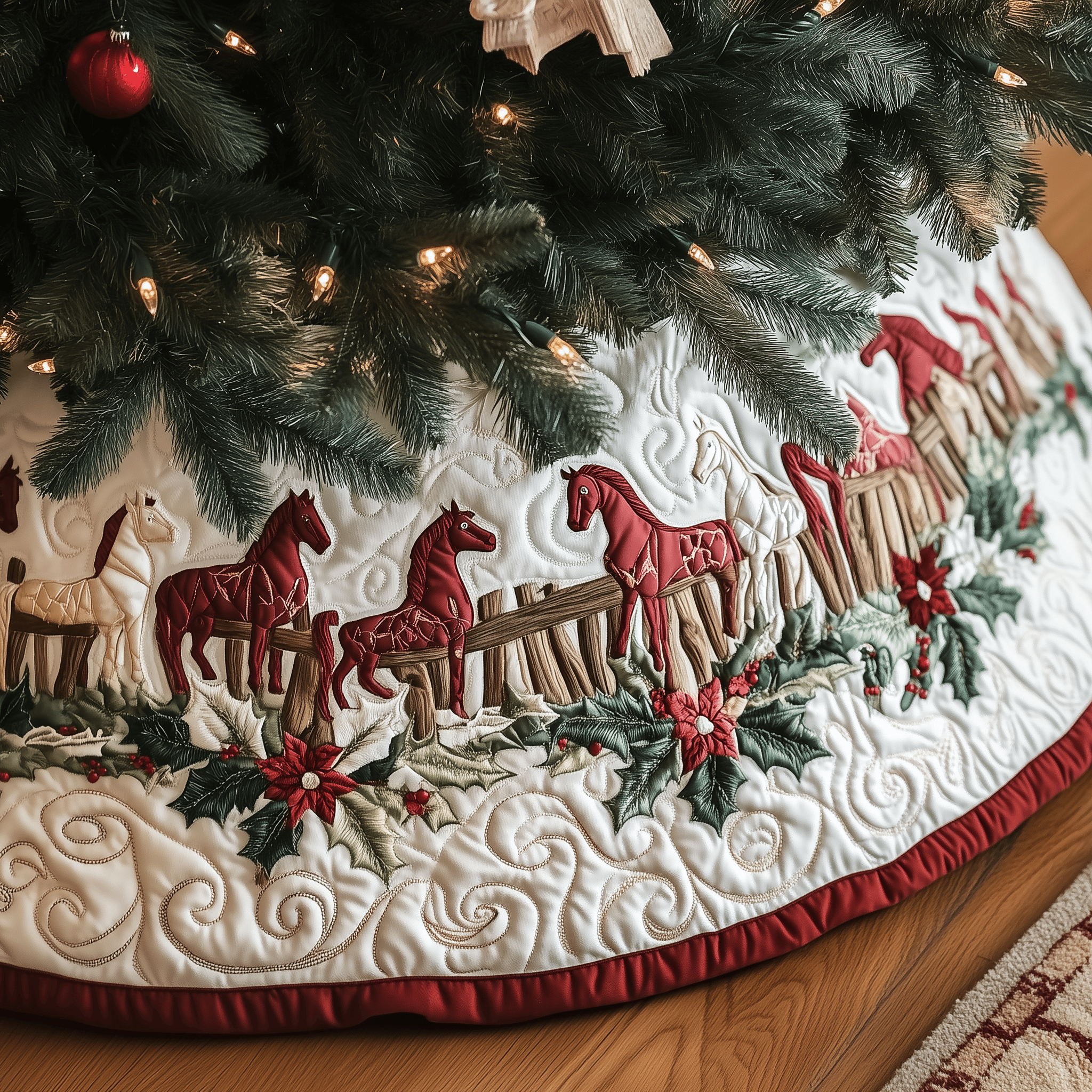 Farmhouse Horse Quilted Tree Skirt Celebrate Traditions Safely with a Timeless Tree Skirt Farmhouse Horse Quilted Tree Skirt Celebrate Traditions Safely with a Timeless Tree Skirt