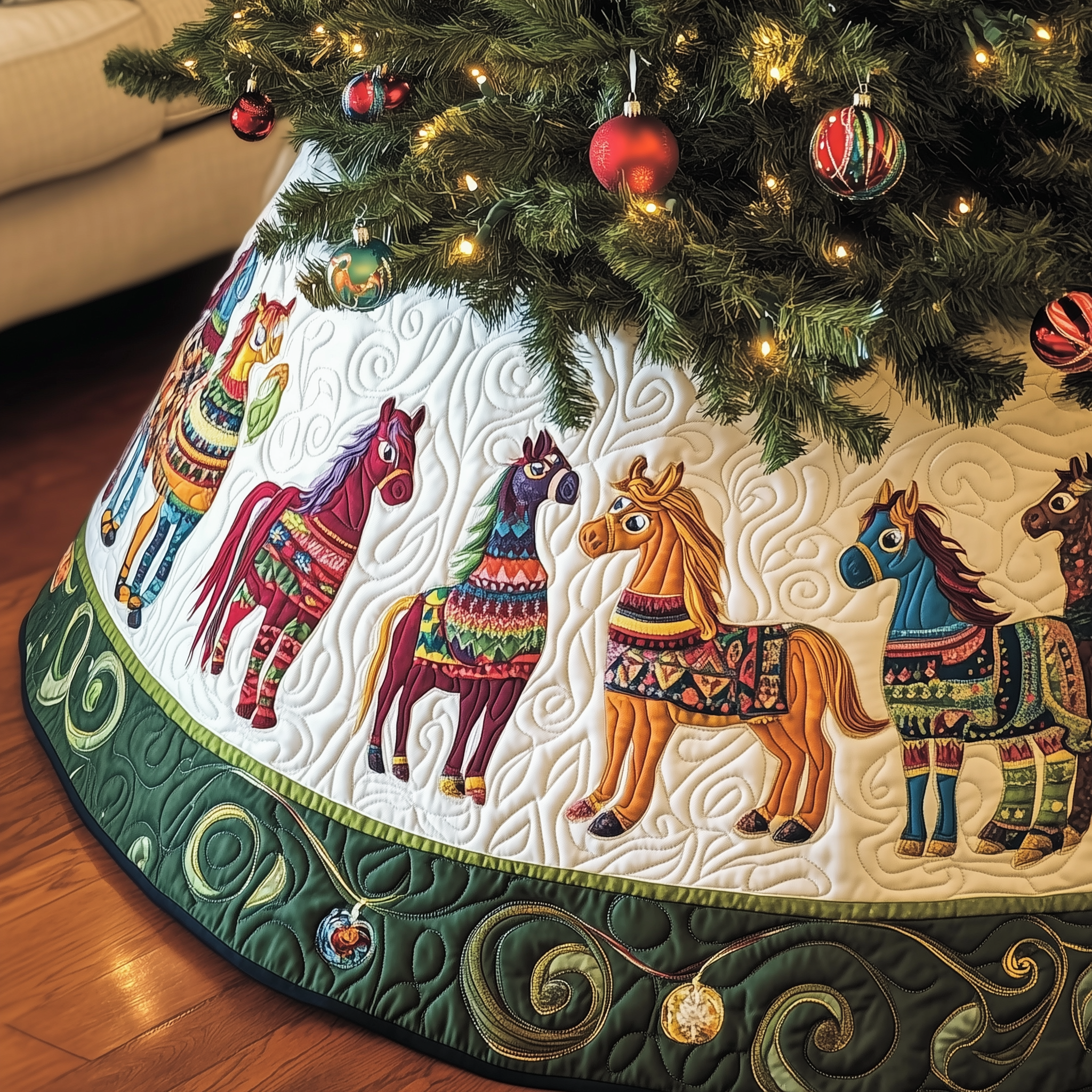 Farmhouse Horse Quilted Tree Skirt Celebrate with Grace and Safety in Every Detail Farmhouse Horse Quilted Tree Skirt Celebrate with Grace and Safety in Every Detail