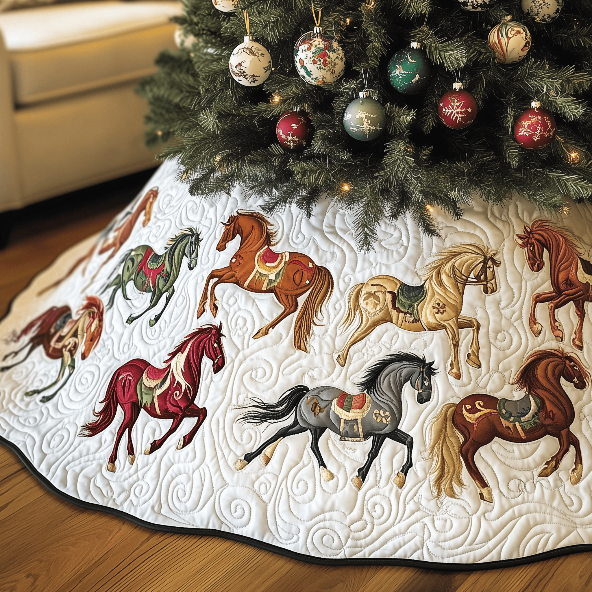 Farmhouse Horse Quilted Tree Skirt Feel the Peace of the Holidays with a Thoughtful Tree Skirt Farmhouse Horse Quilted Tree Skirt Feel the Peace of the Holidays with a Thoughtful Tree Skirt