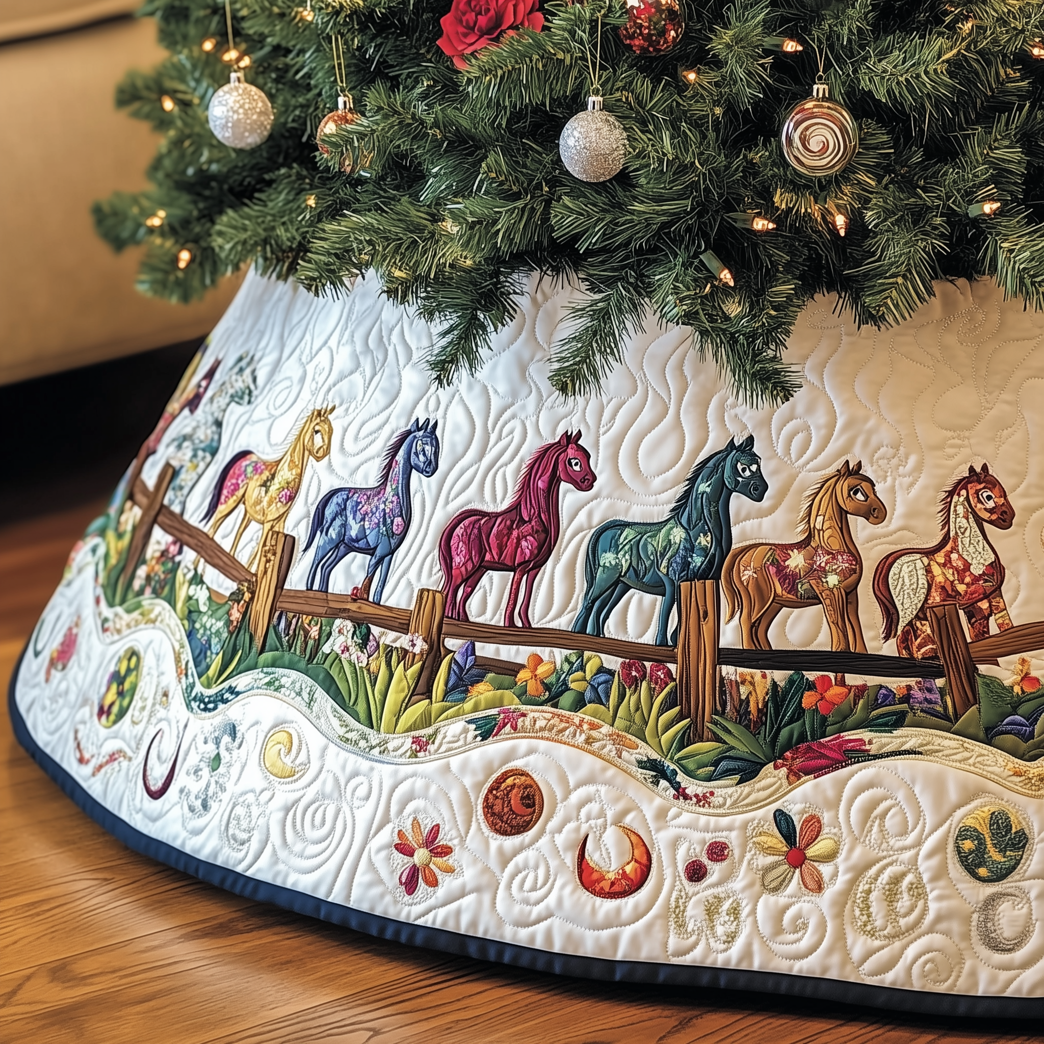 Farmhouse Horse Quilted Tree Skirt Make Every Holiday Moment Bright with a Chic Tree Skirt Farmhouse Horse Quilted Tree Skirt Make Every Holiday Moment Bright with a Chic Tree Skirt
